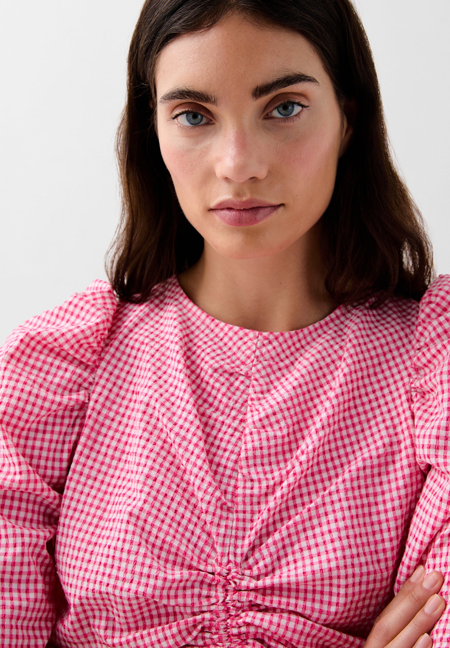 BLUSA VICHY FRUNCE ABERTURA