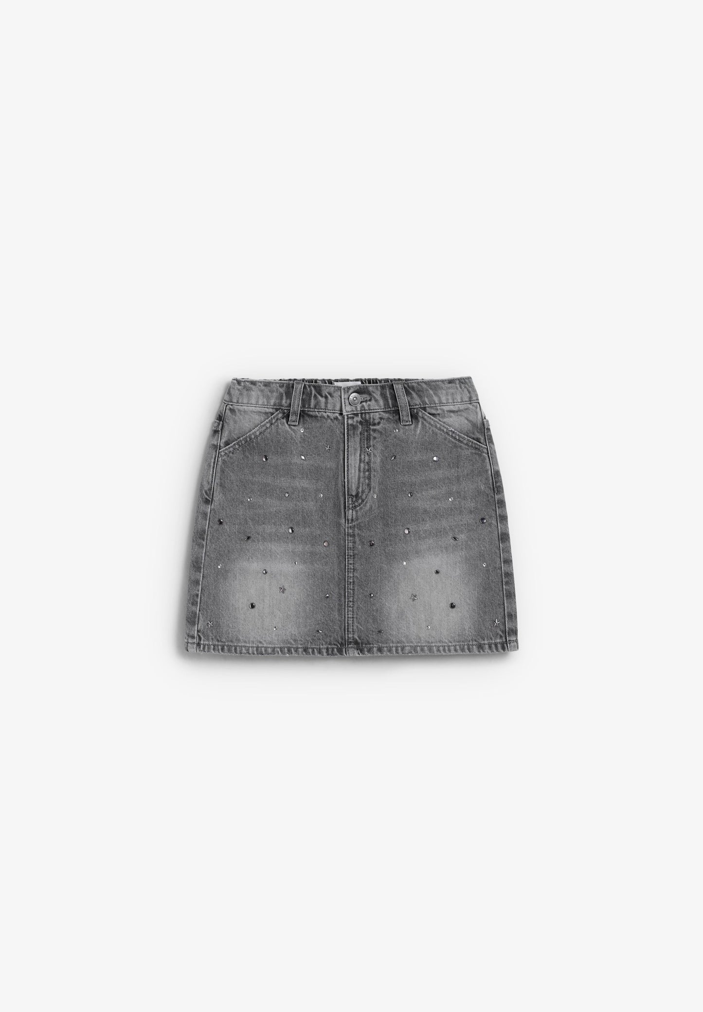 FALDA MINI DENIM TACHUELAS