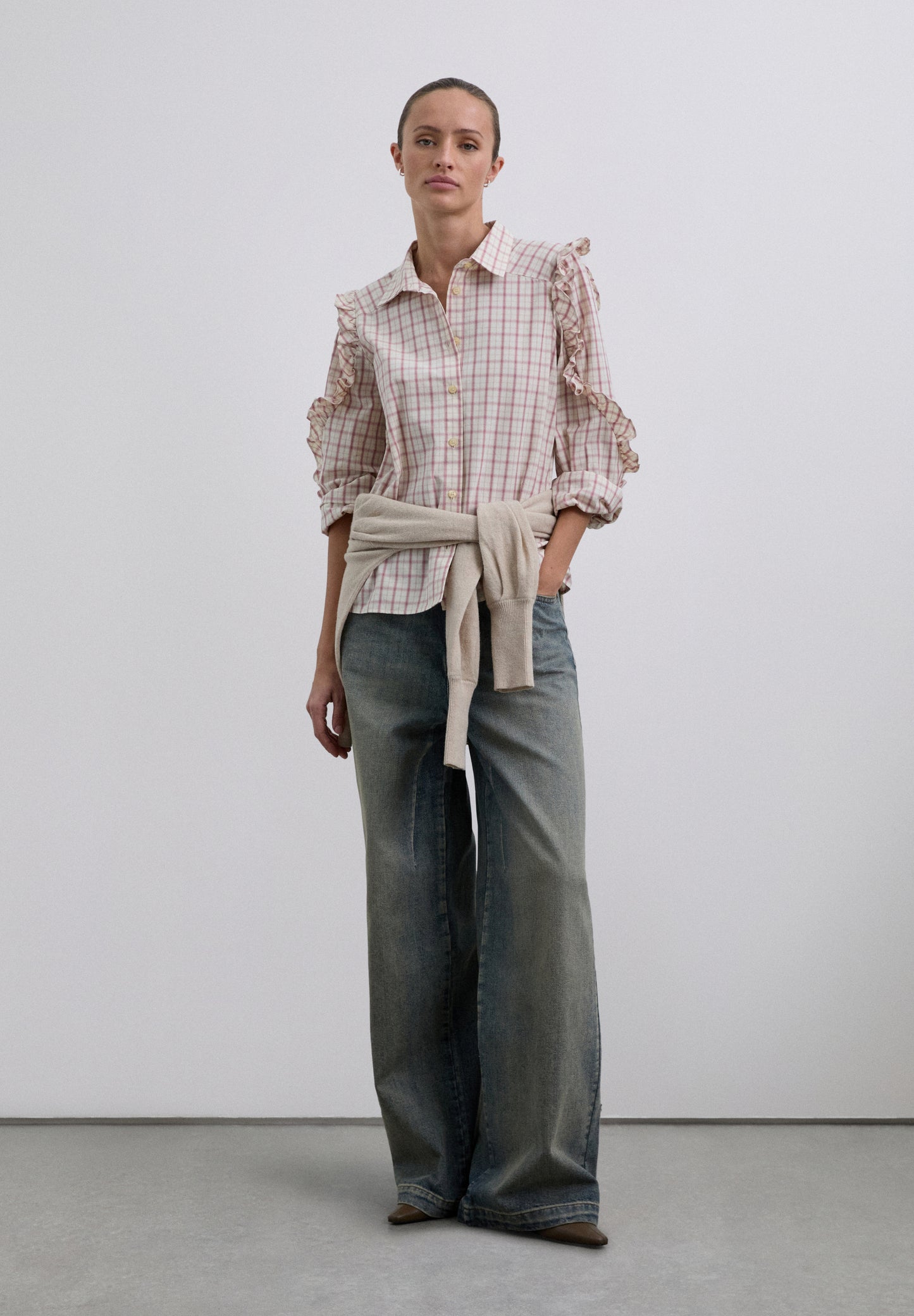 CAMISA CUADROS DETALLES FRUNCES