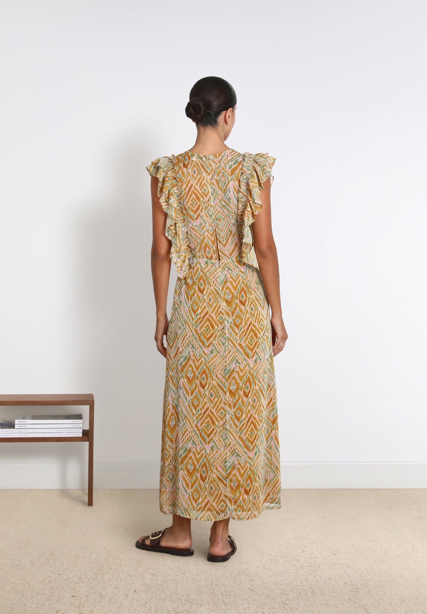 VESTIDO MIDI MANGA VOLANTES