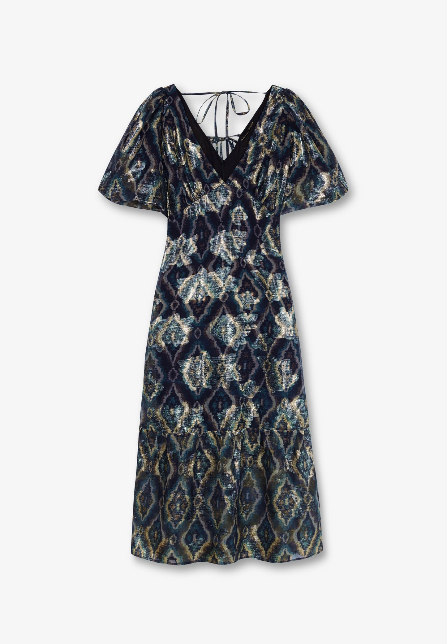 VESTIDO MIDI MANGA ABULLONADA