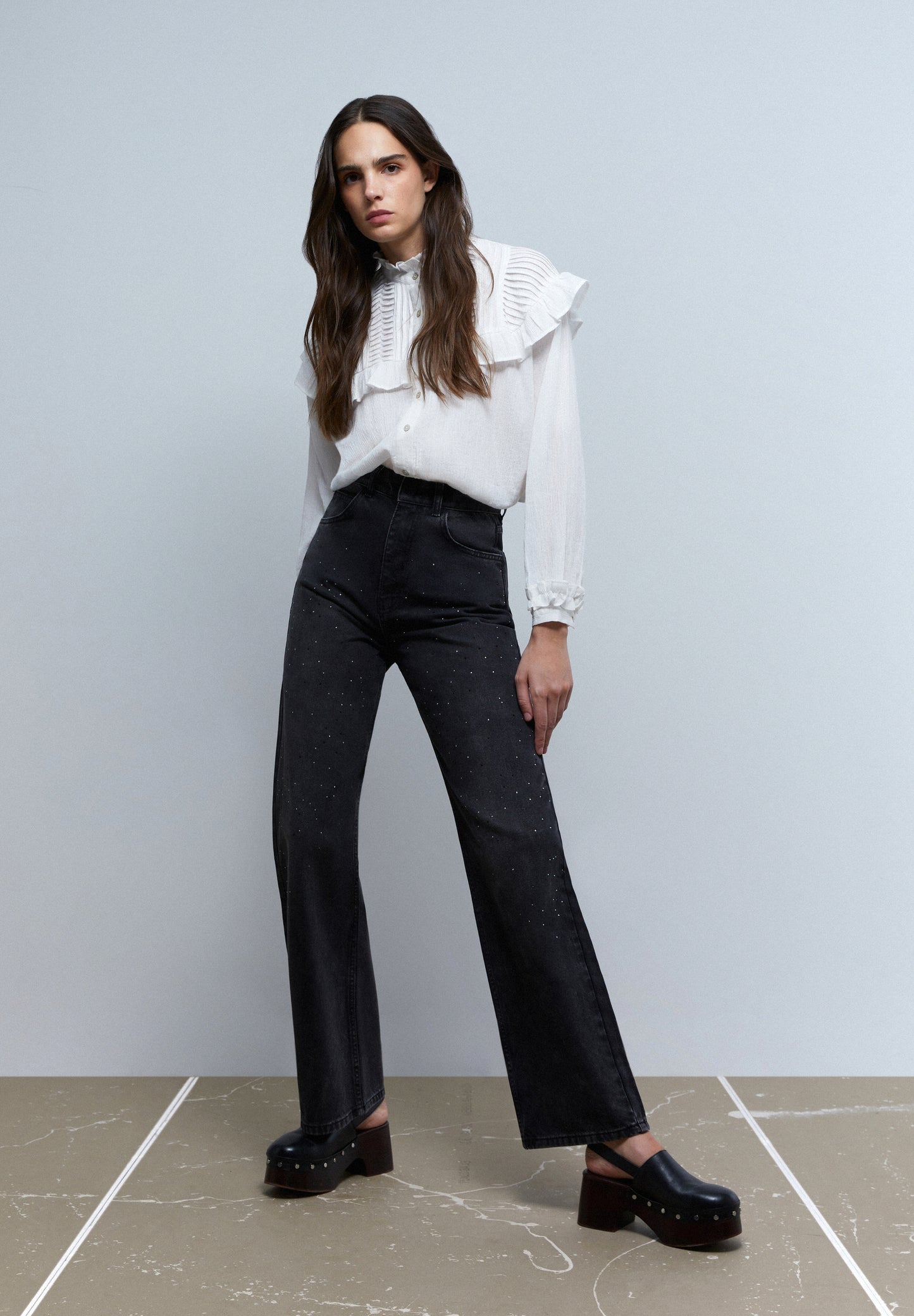 JEANS WIDE LEG BRILLOS