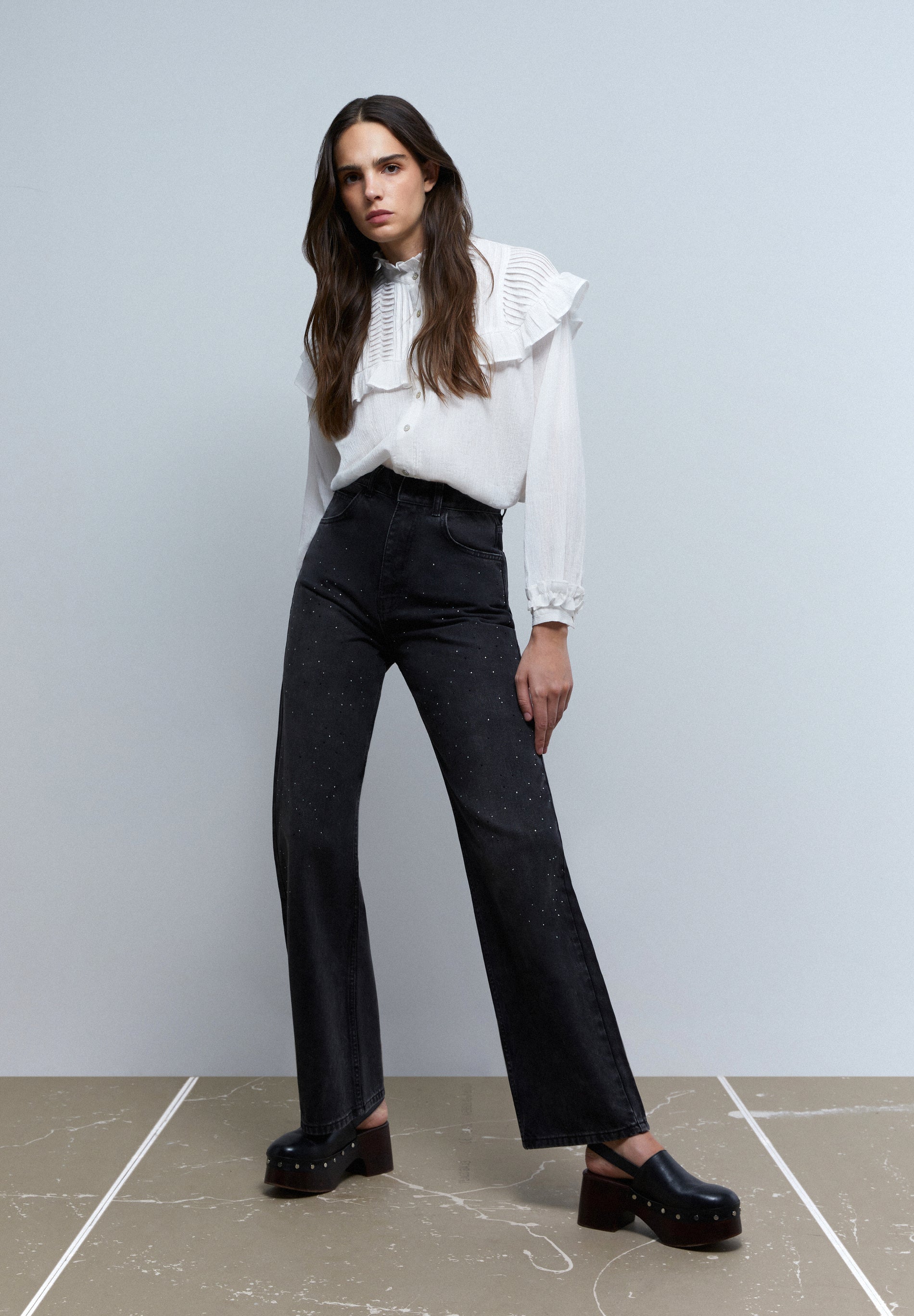 JEANS WIDE LEG BRILLOS