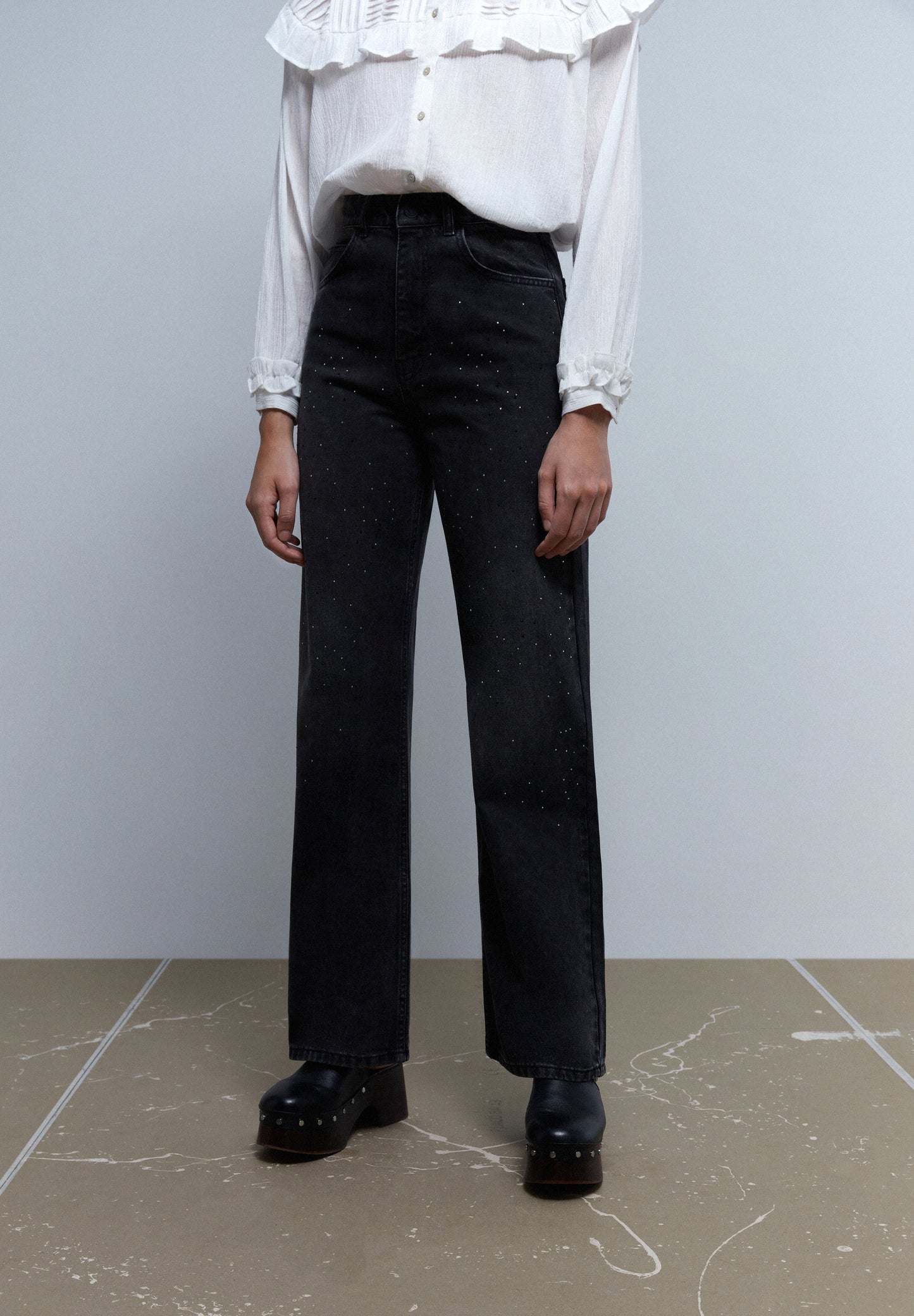 JEANS WIDE LEG BRILLOS