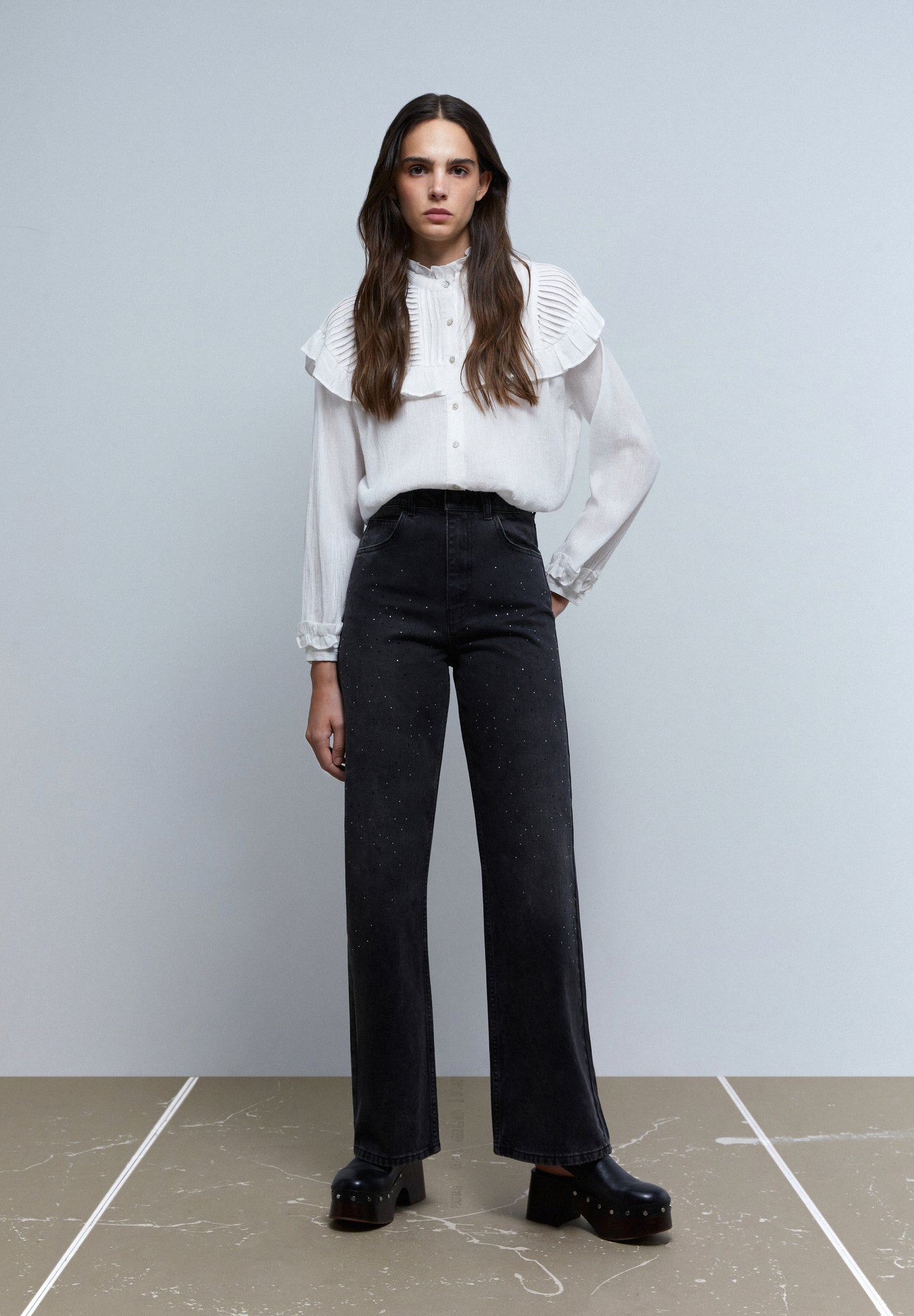 JEANS WIDE LEG BRILLOS