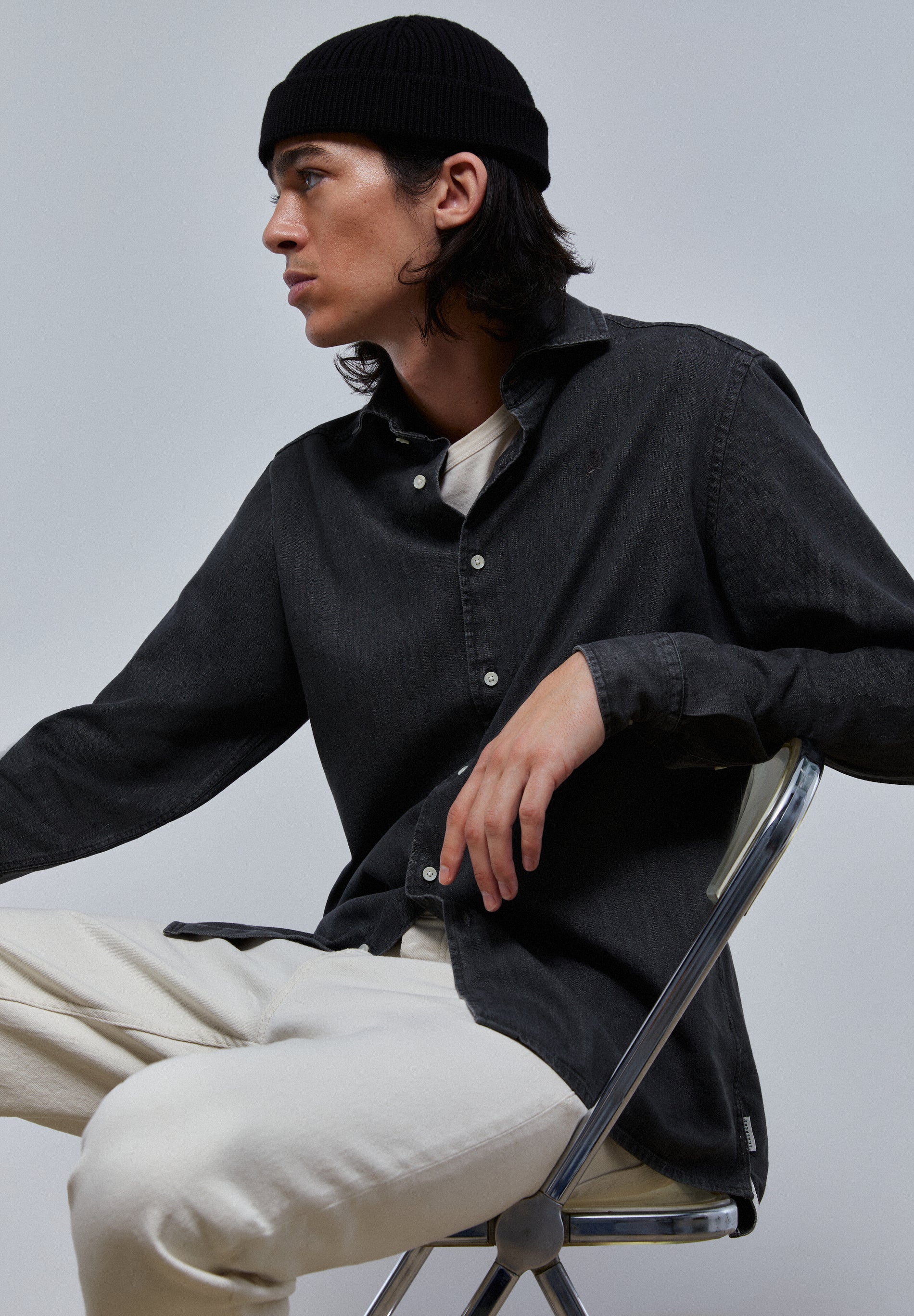 CAMISA DENIM LAVADA CALAVERA TONO