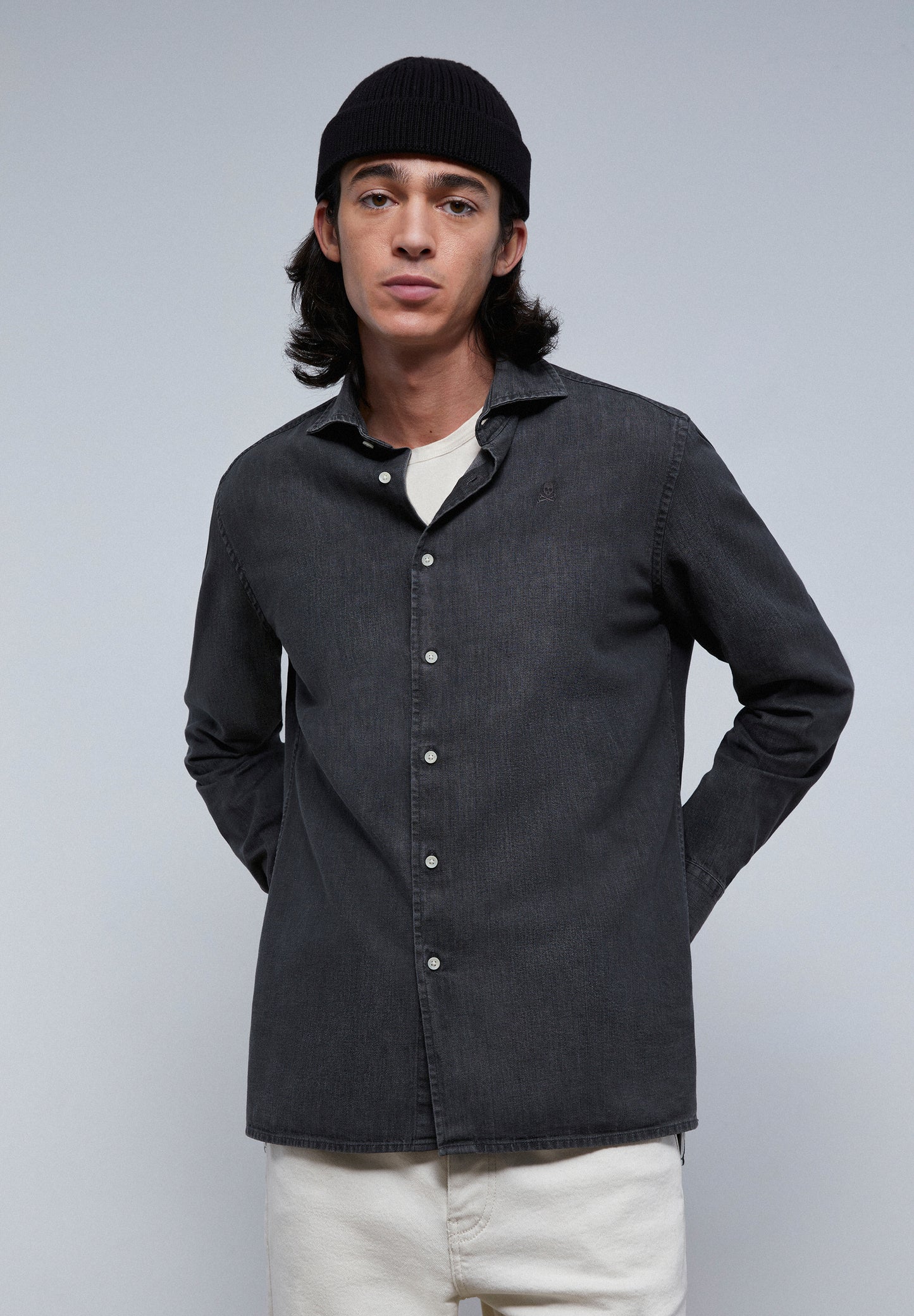 CAMISA DENIM LAVADA CALAVERA TONO