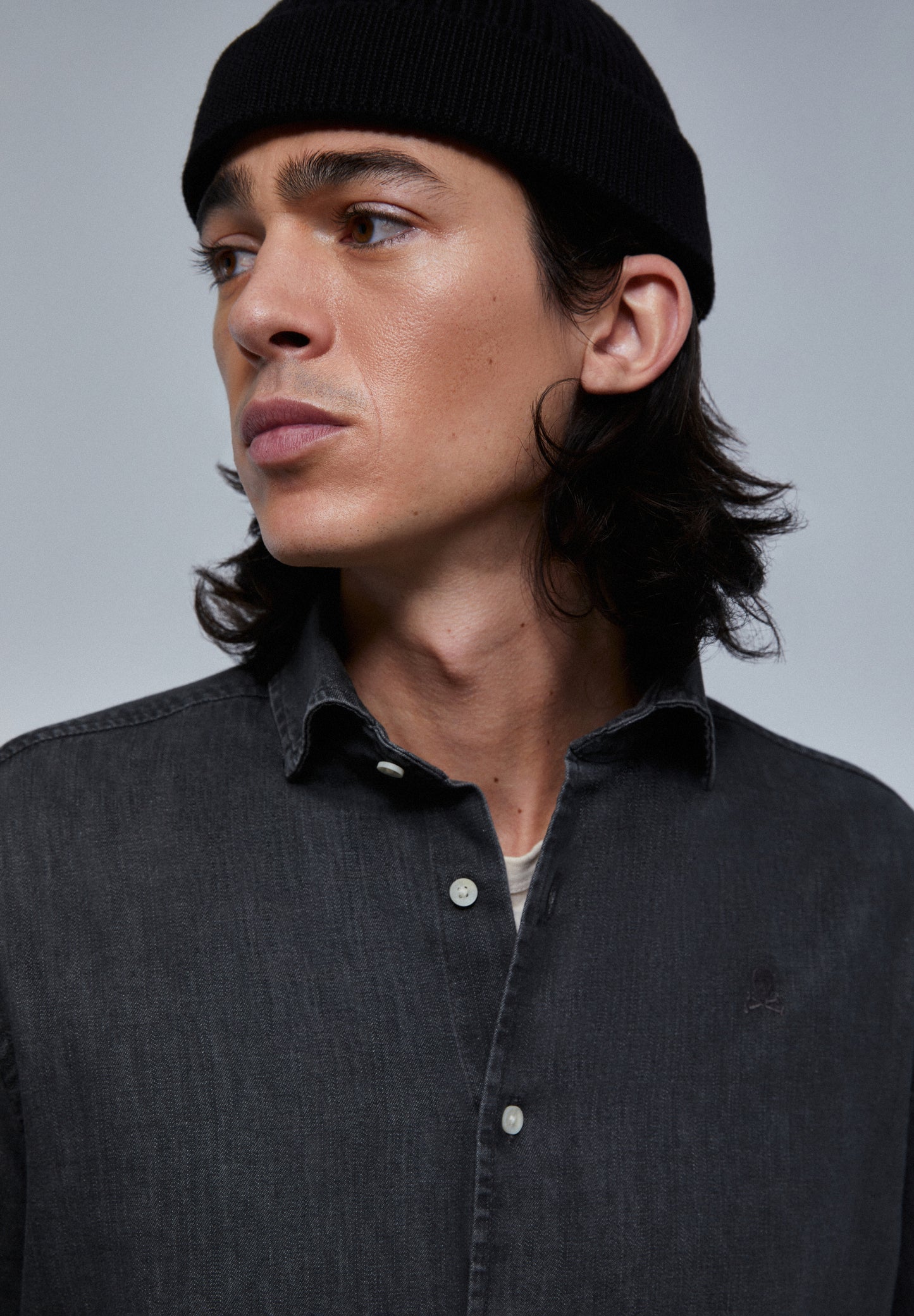 CAMISA DENIM LAVADA CALAVERA TONO