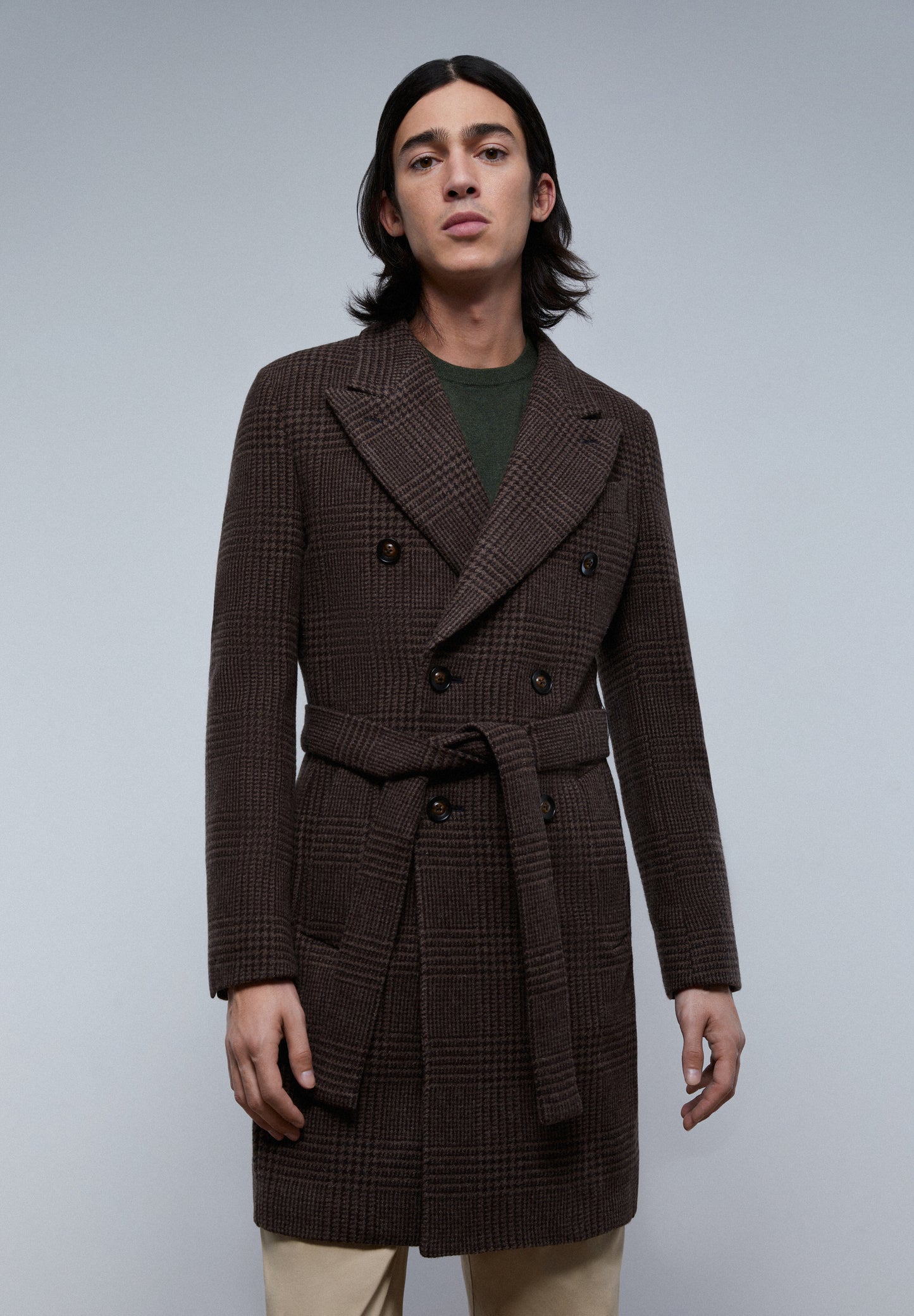 ABRIGO PREMIUM CUADROS CINTURÓN