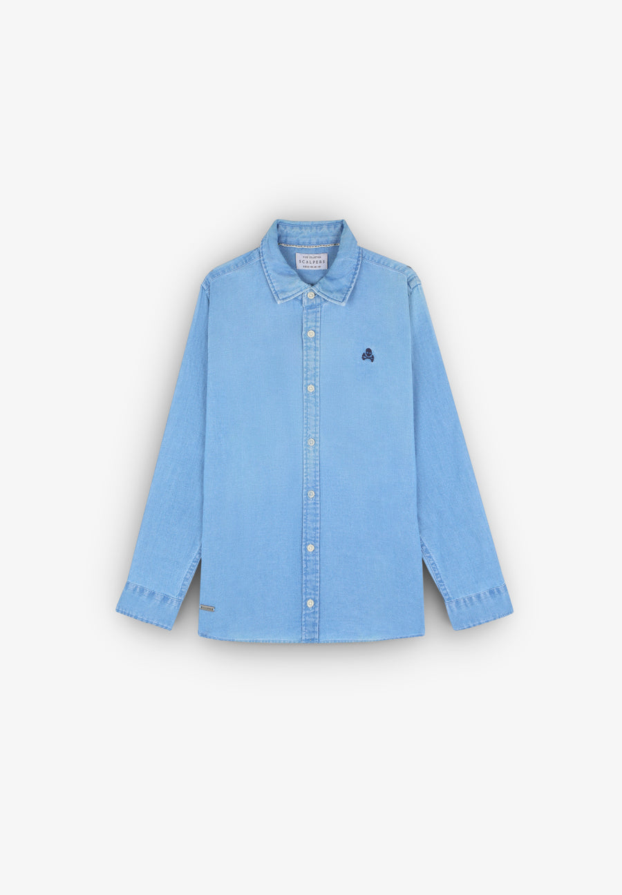 CAMISA DENIM CALAVERA CONTRASTE