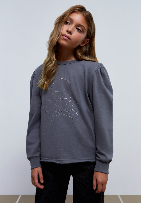 SUDADERA CALAVERA MANGA ABULLONADA