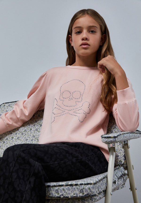 SUDADERA CALAVERA MANGA ABULLONADA