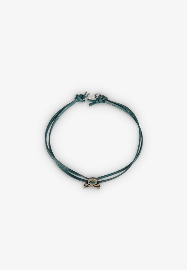 PULSERA CALAVERA CORDÓN PIEL