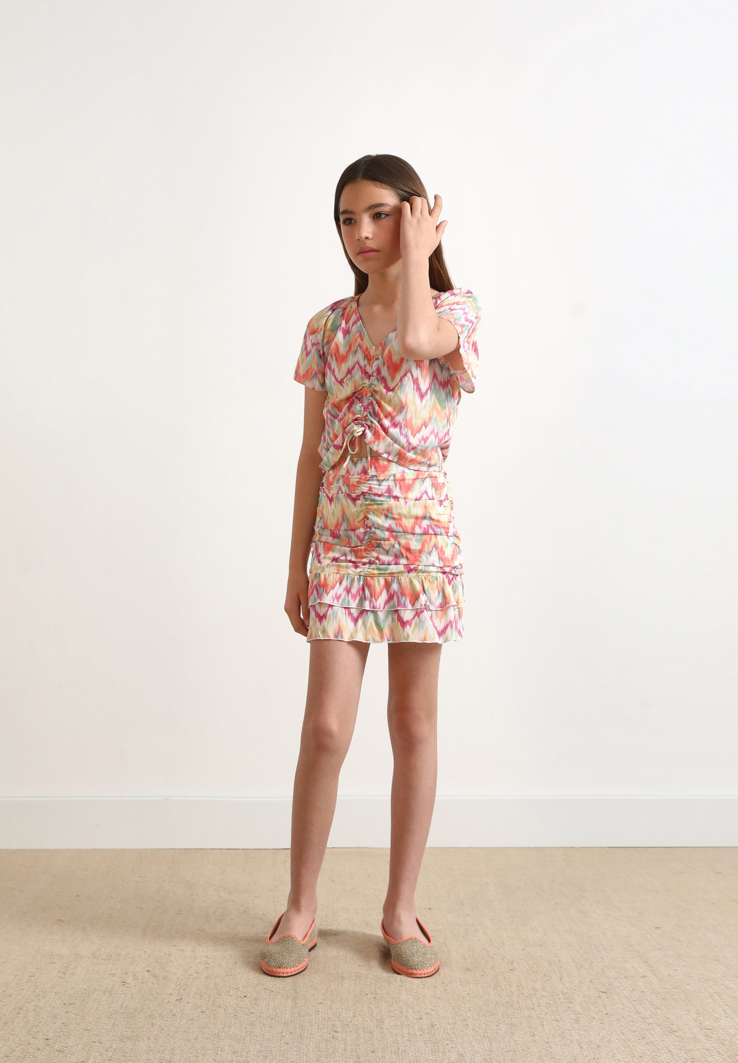 FALDA MINI IKAT VOLANTES