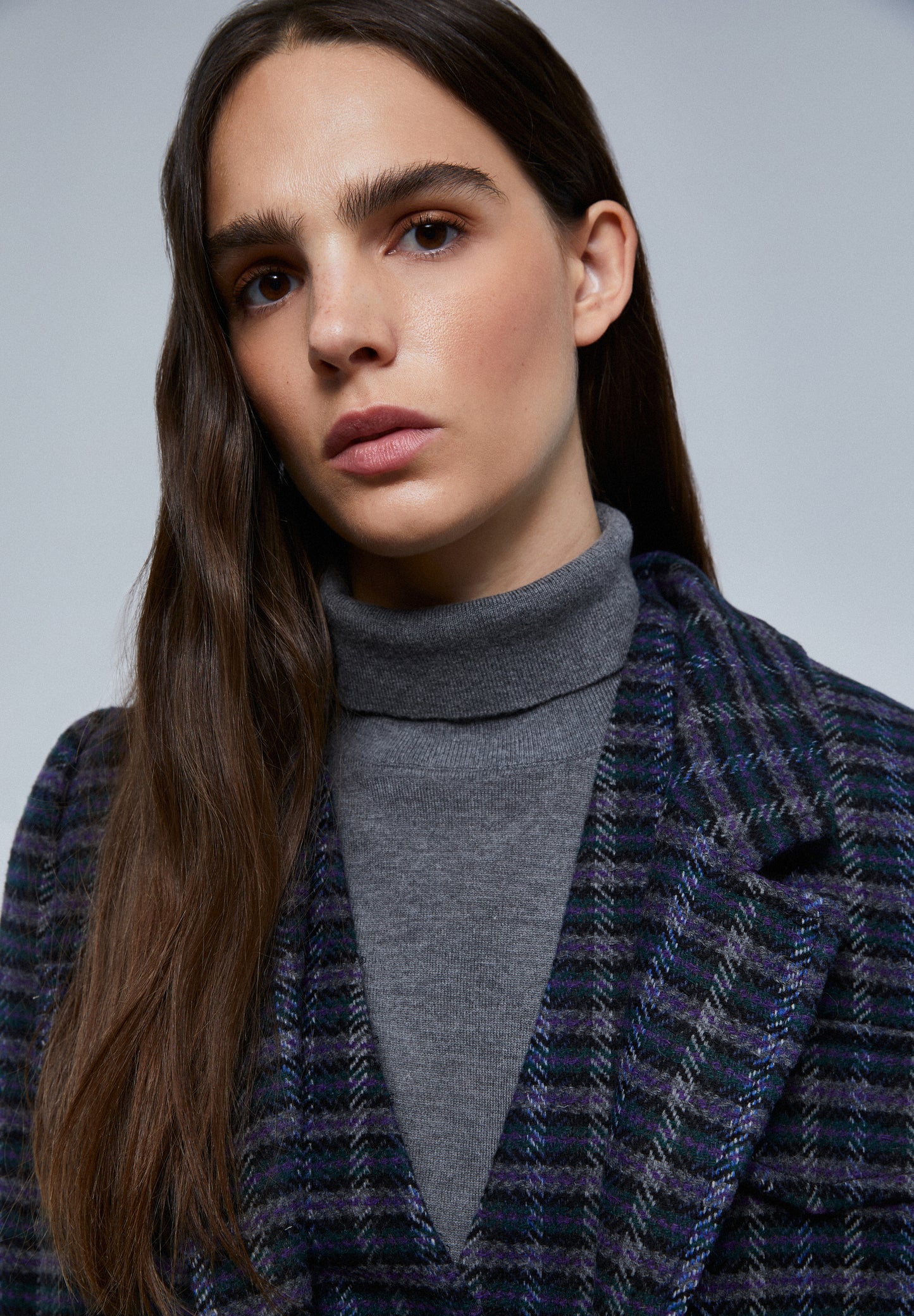 ABRIGO LARGO CUADROS BOLSILLOS