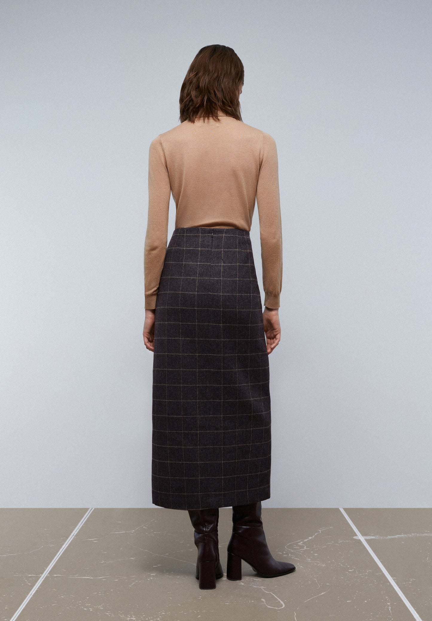 FALDA MIDI CUADROS ABERTURA