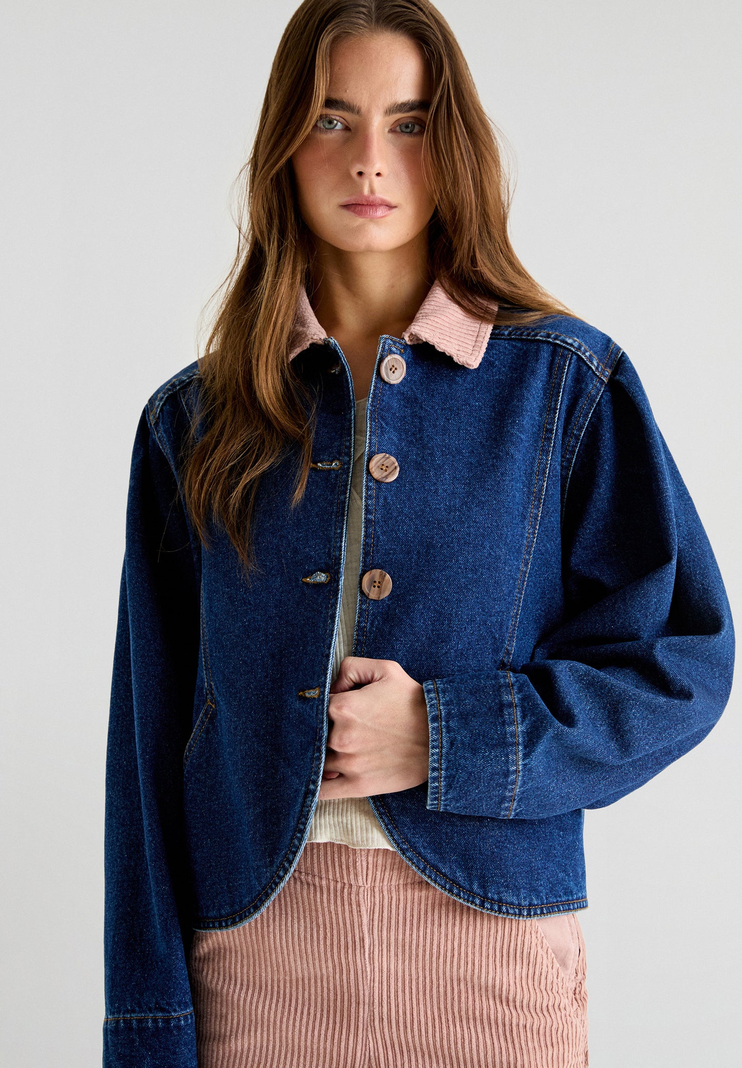 CHAQUETA DENIM CUELLO PANA