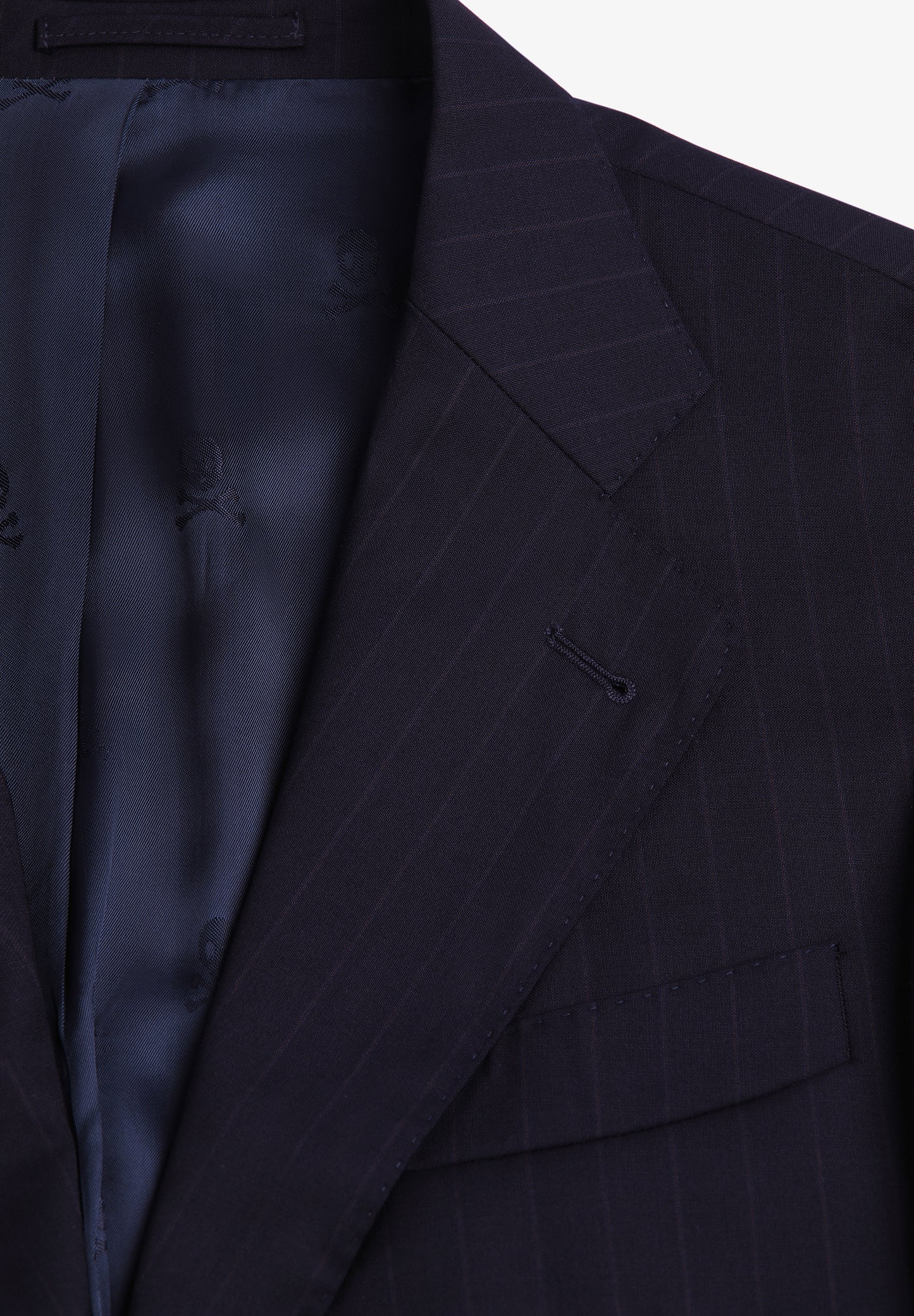 TRAJE LANA AZUL MARINO RAYAS