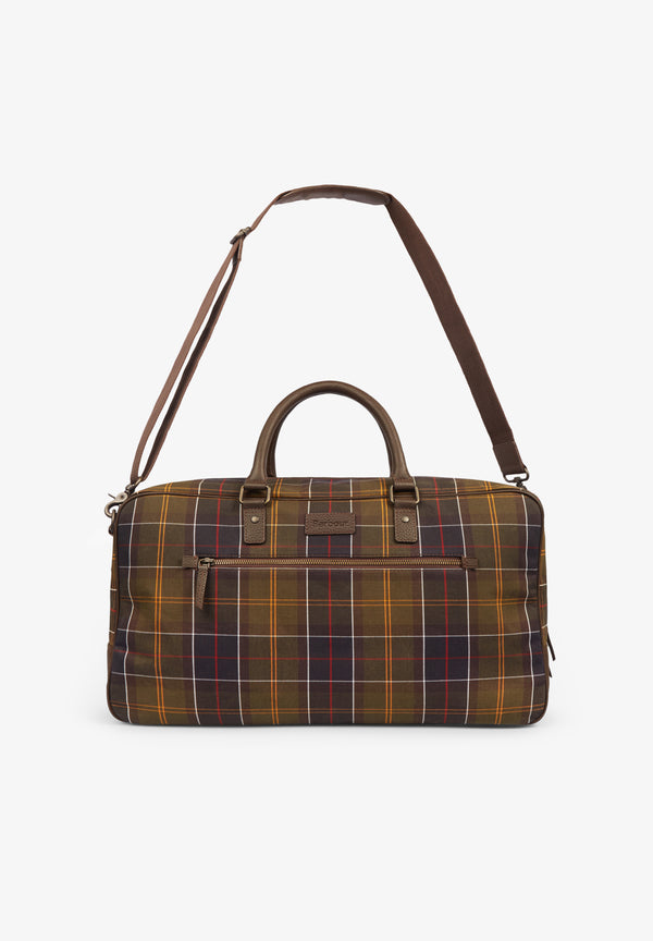BARBOUR | BOLSA DE VIAJE CUERO Y TARTÁN