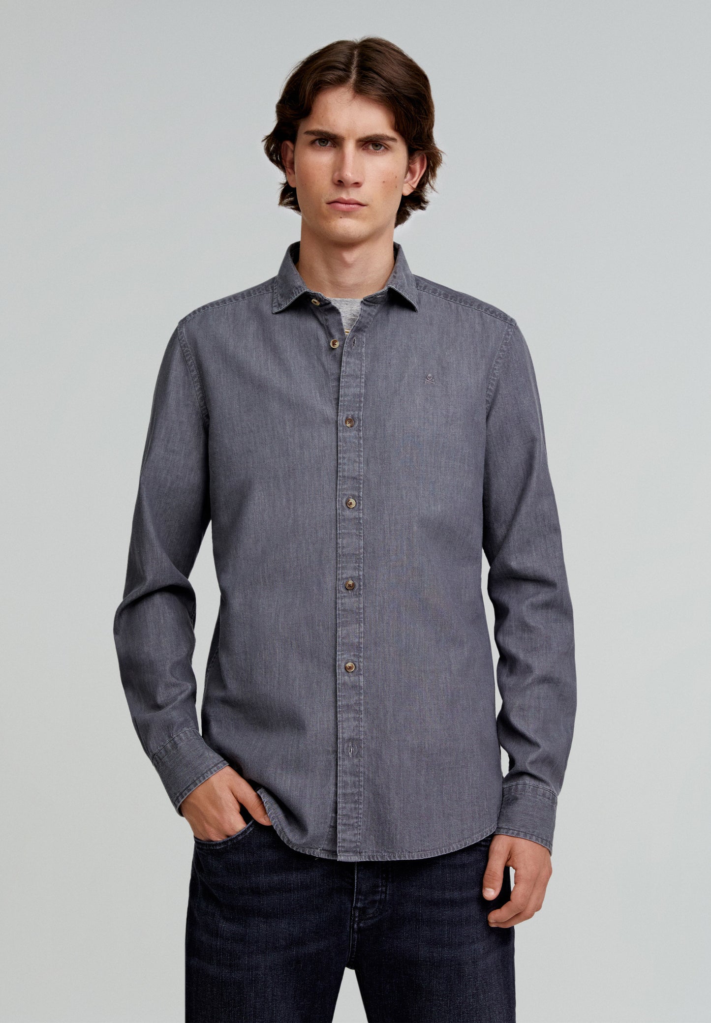 CAMISA DENIM CALAVERA CONTRASTE