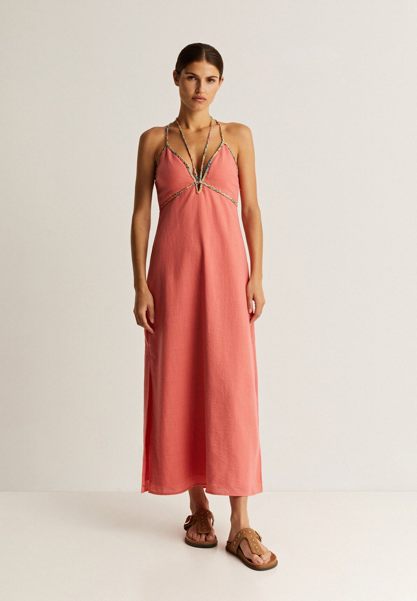 VESTIDO ESCOTE TIRAS TRENZADAS