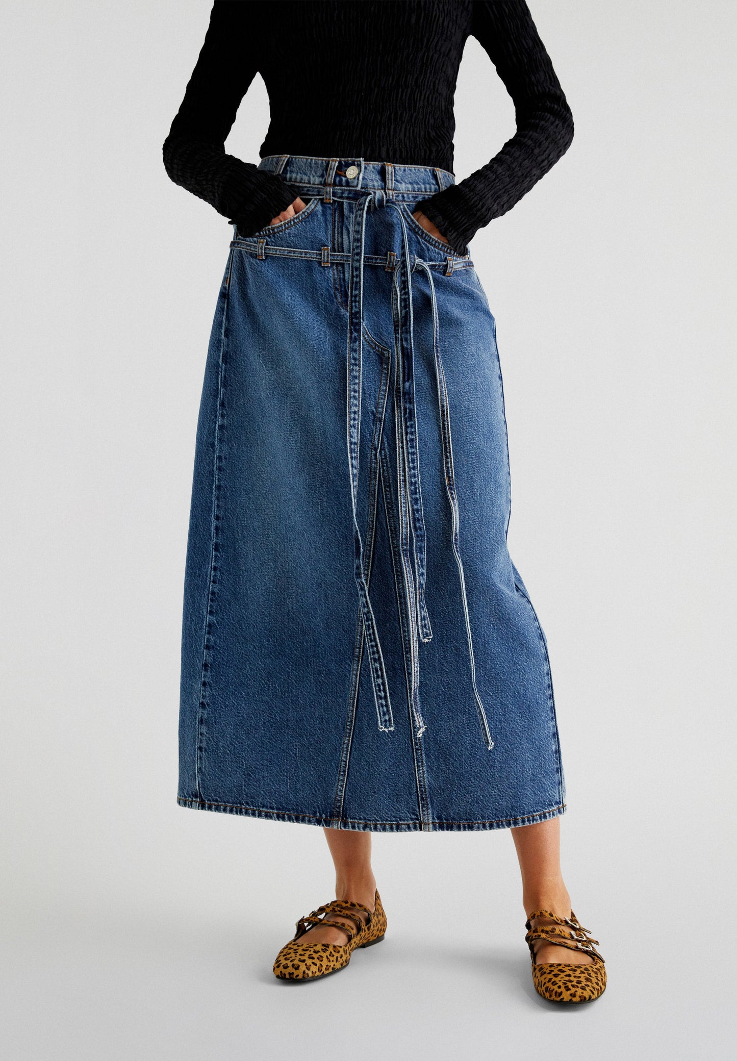 FALDA MIDI DENIM LAZADAS