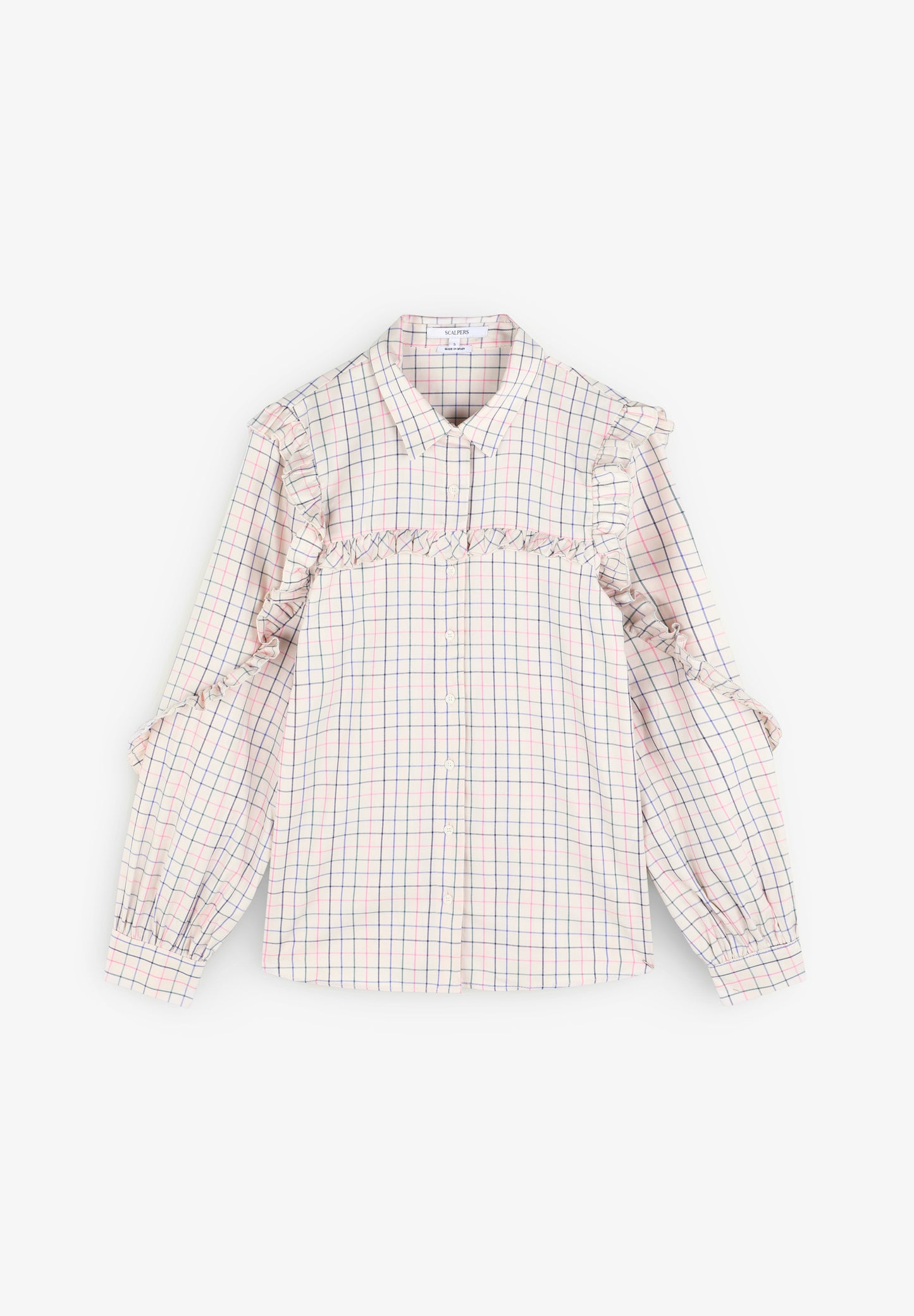 CAMISA CUADROS VOLANTE MANGAS