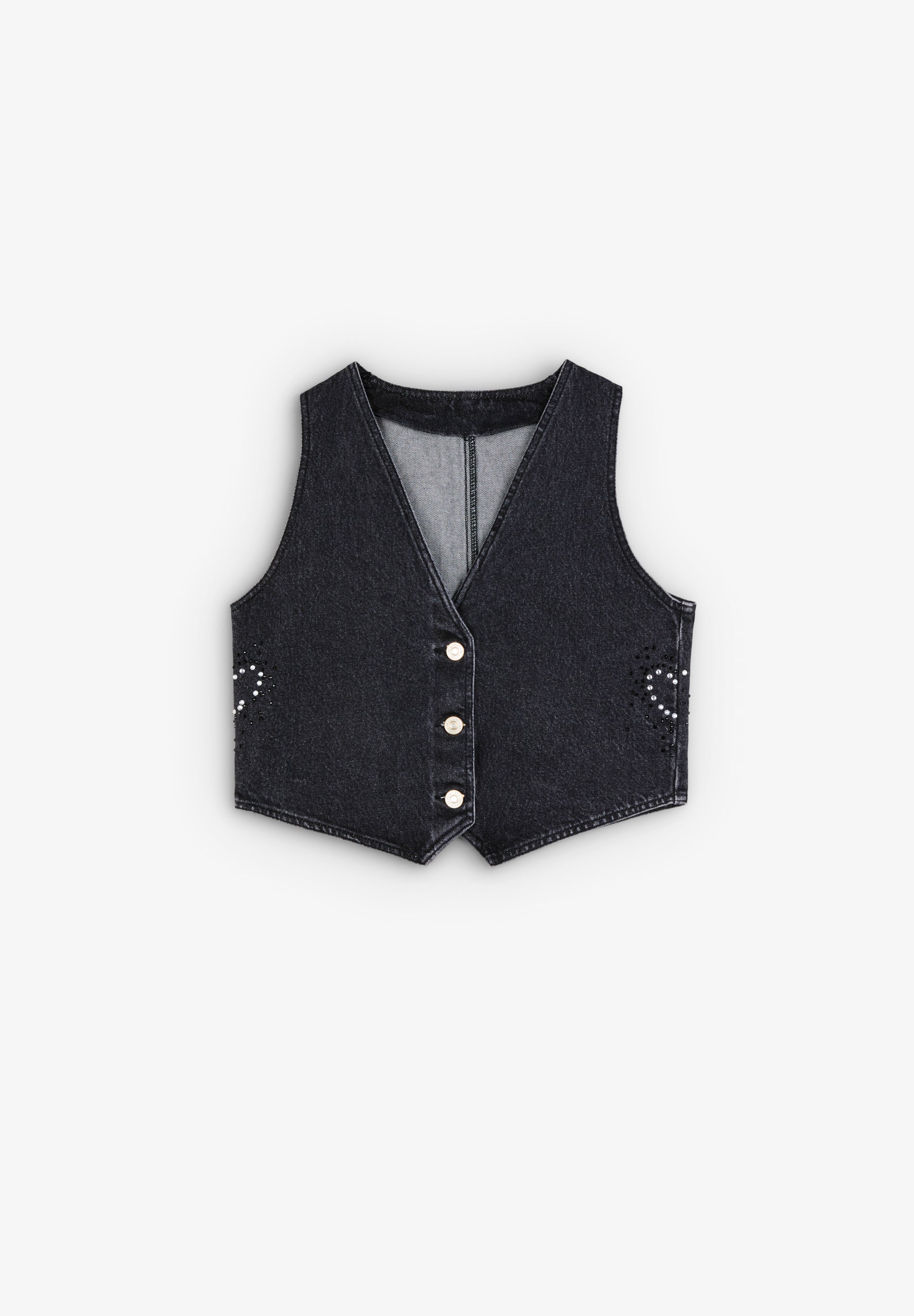 CHALECO DENIM ONDAS TACHUELAS