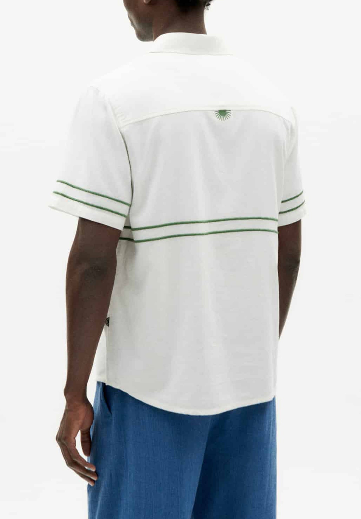 THINKING MU | CAMISA UNDYED EMBROIDERY GREEN TOM