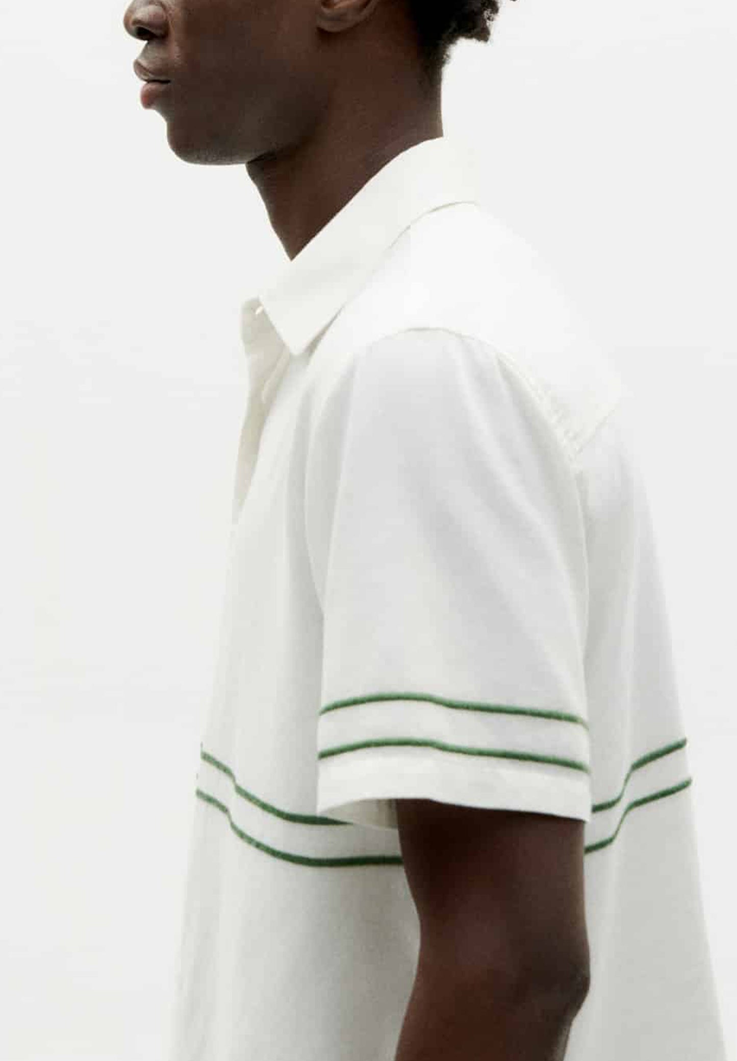 THINKING MU | CAMISA UNDYED EMBROIDERY GREEN TOM