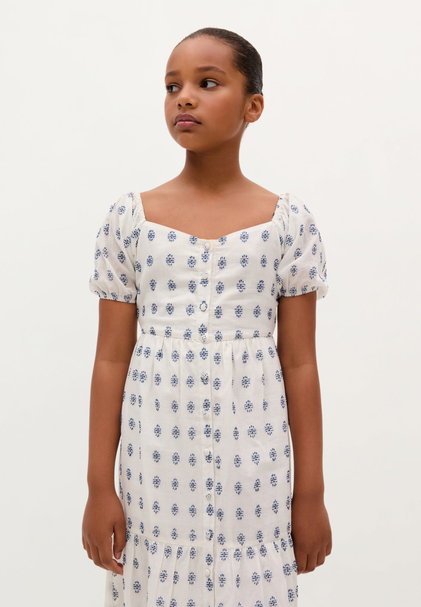 VESTIDO MIDI MANGAS ABULLONADAS