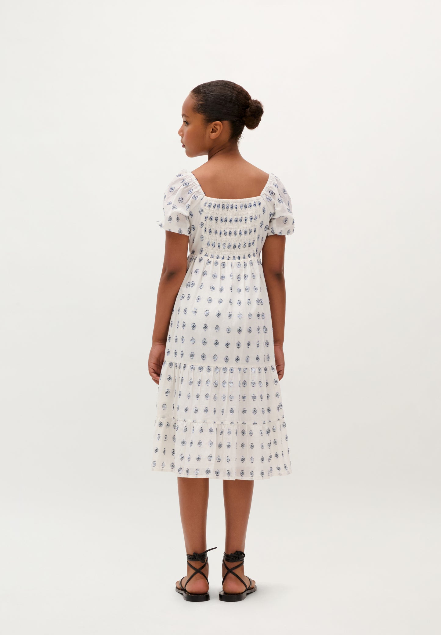 VESTIDO MIDI MANGAS ABULLONADAS