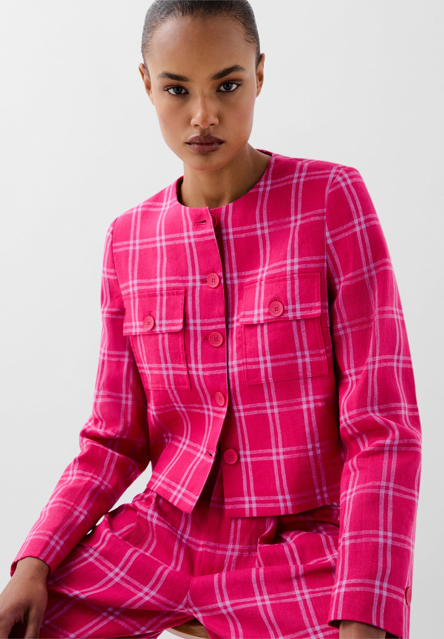 SCLINEN CHECK BLAZER