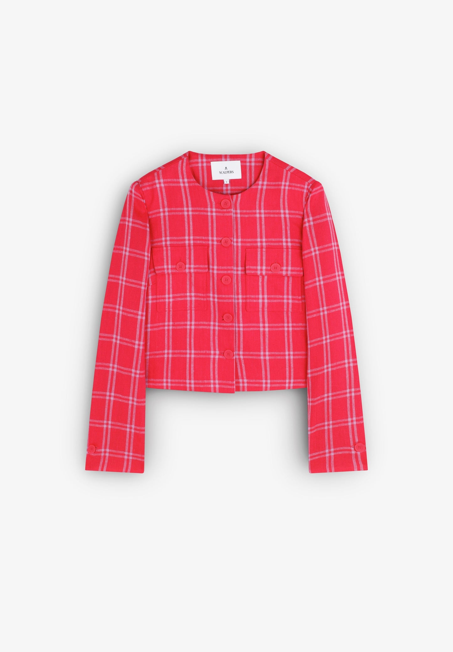 CHAQUETA LINO CROPPED CUADROS