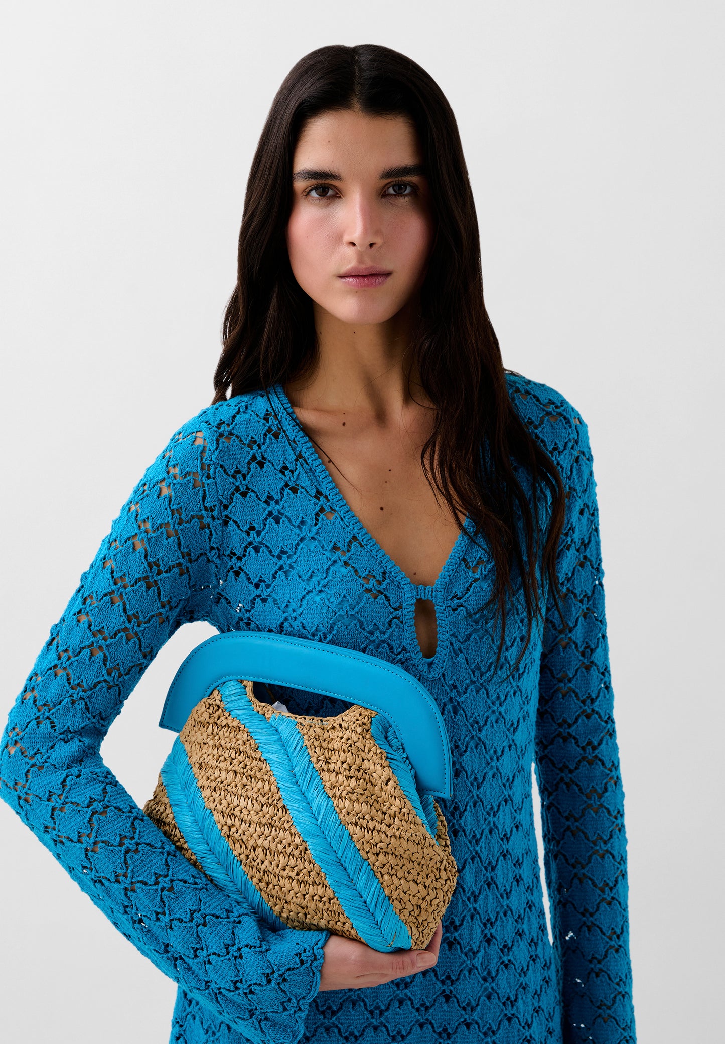 BOLSO RAFIA RAYAS BICOLOR