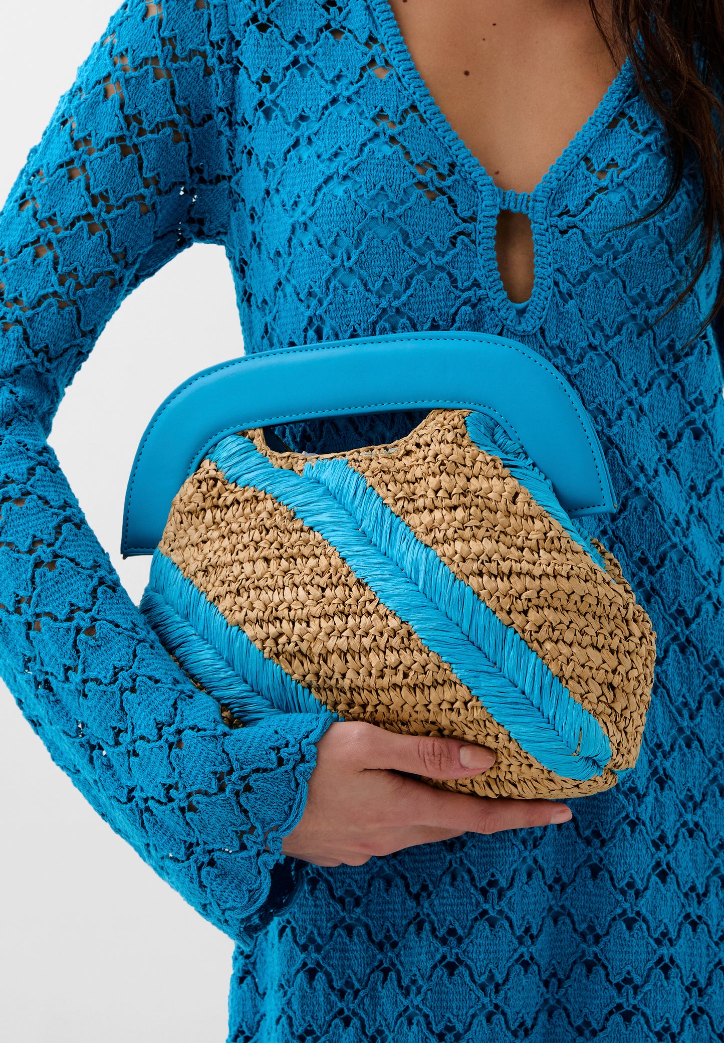 BOLSO RAFIA RAYAS BICOLOR