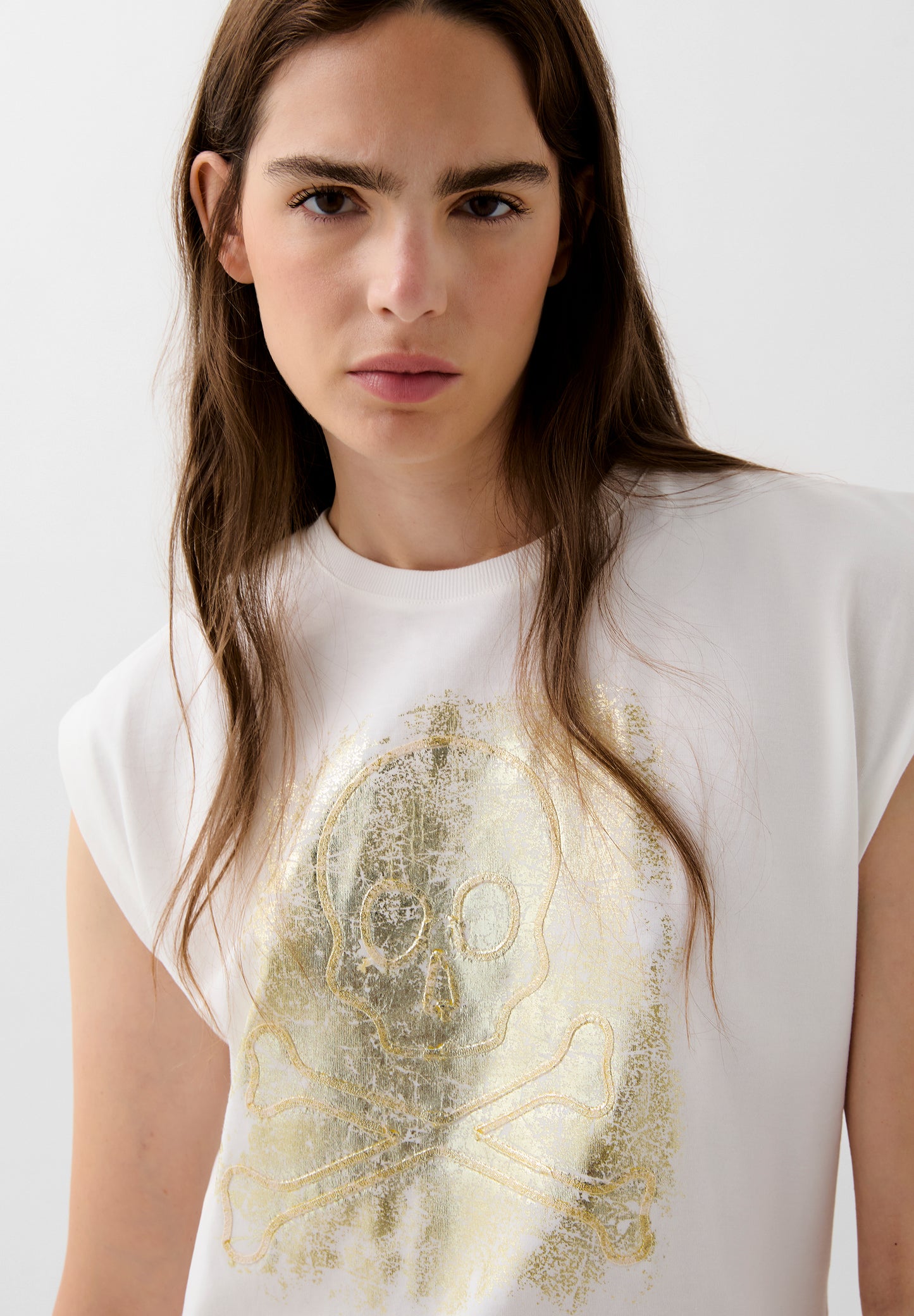 CAMISETA PRINT METALIZADO CALAVERA