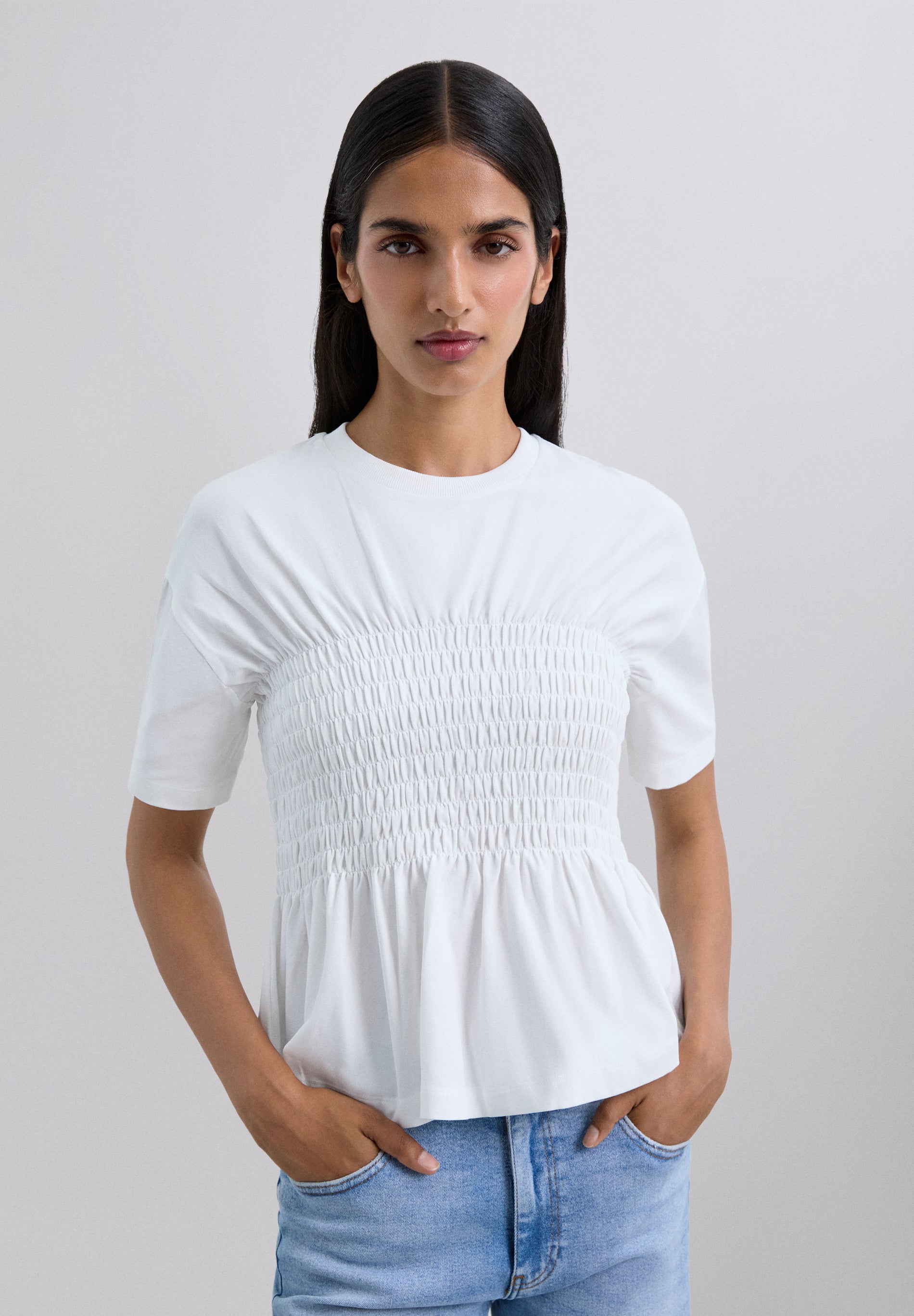 CAMISETA VOLANTES MANGA CORTA