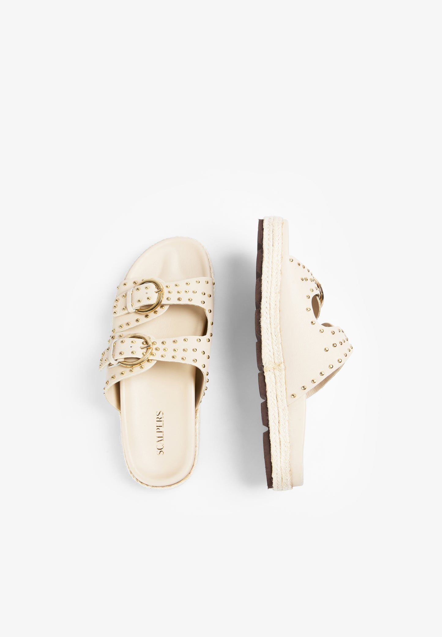 SANDALIA HEBILLAS TACHAS ESPARTO