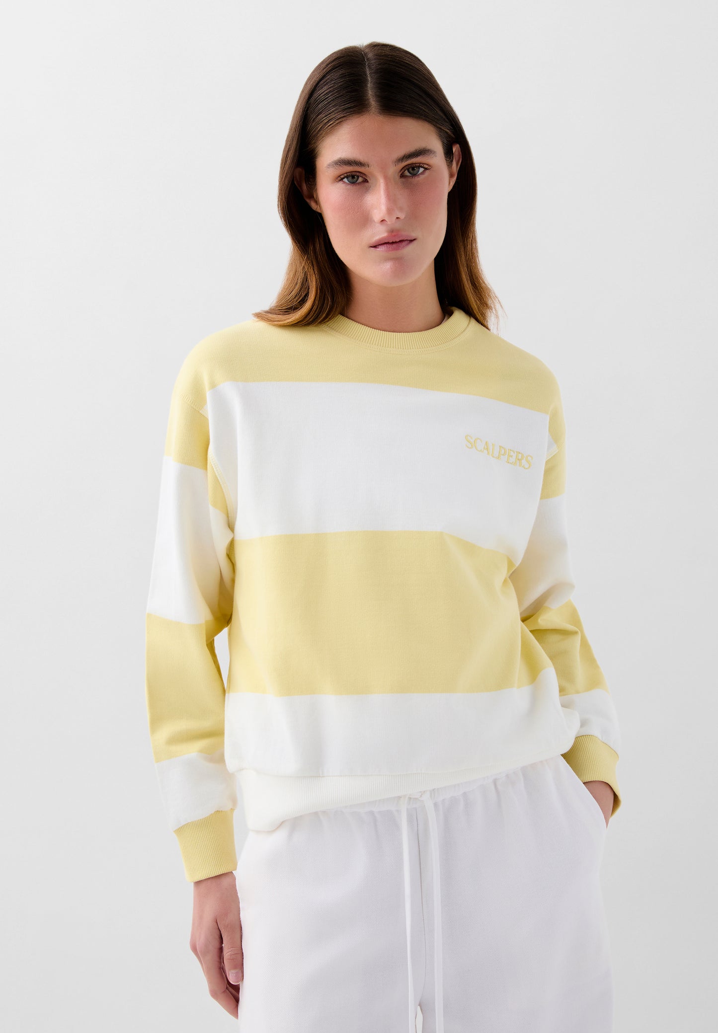 SUDADERA RAYAS LOGO BORDADO