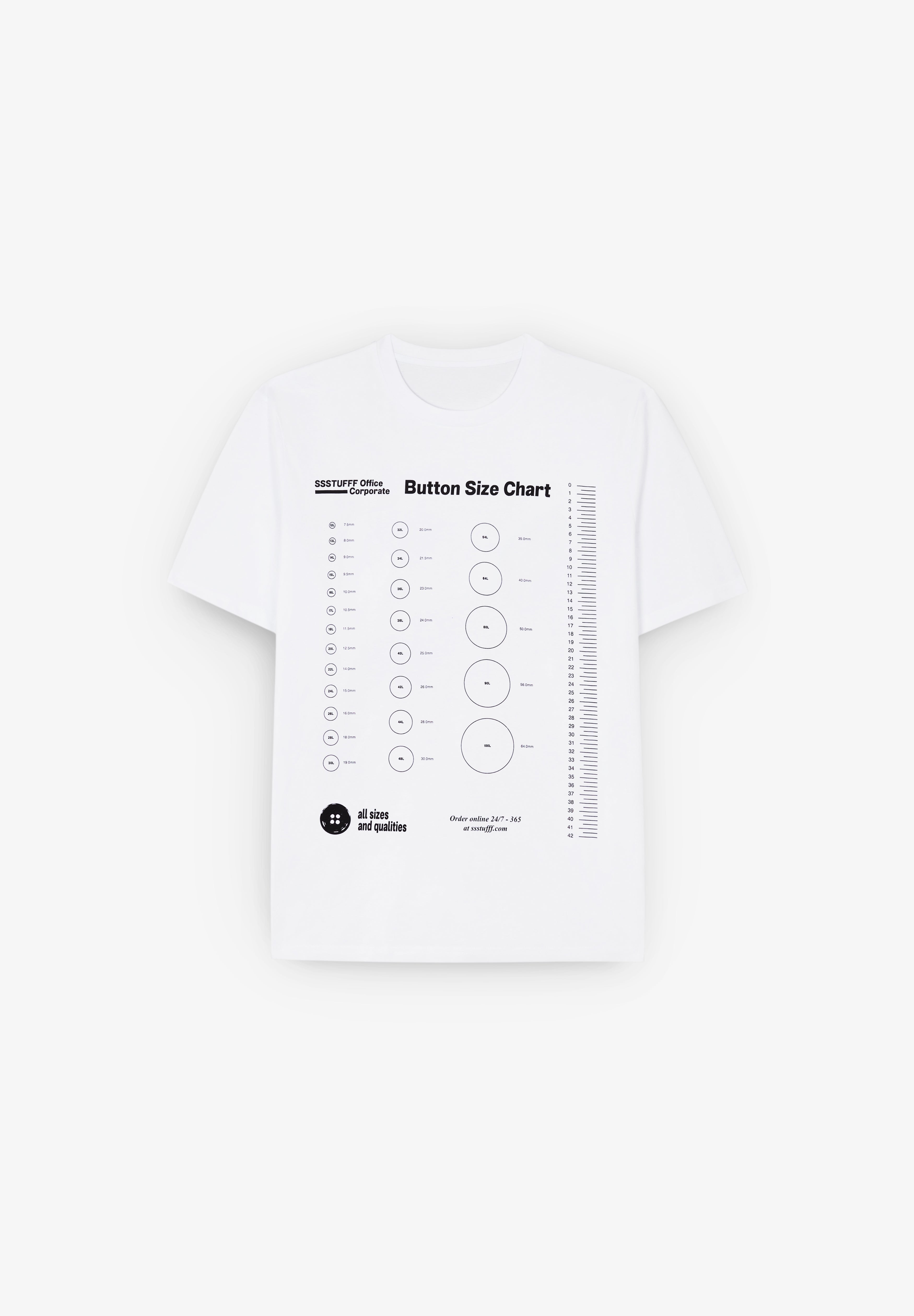 SSSTUFFF | CAMISETA BUTTONS SIZE CHART