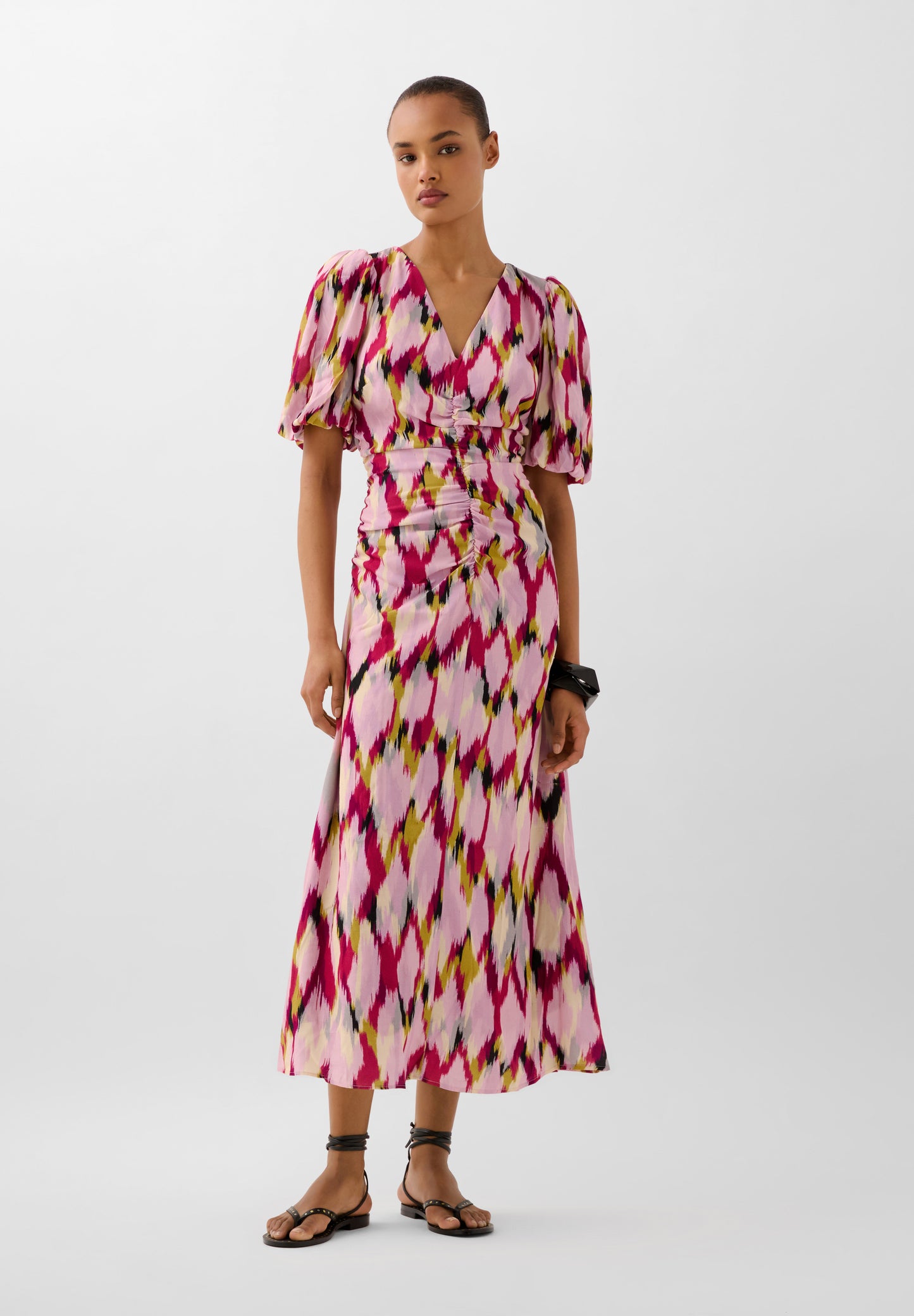 VESTIDO ESTAMPADO FRUNCES