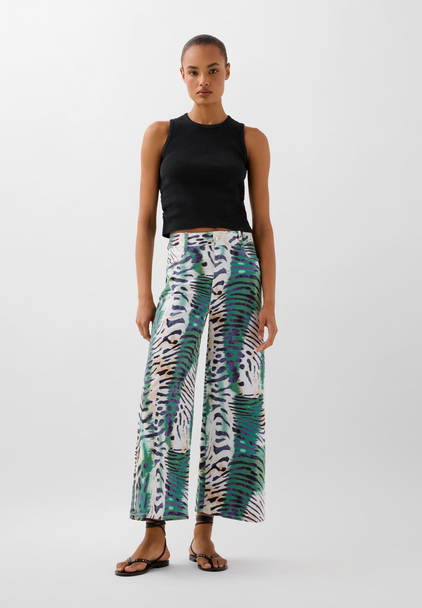 PANTALÓN VAQUERO ESTAMPADO CULOTTE