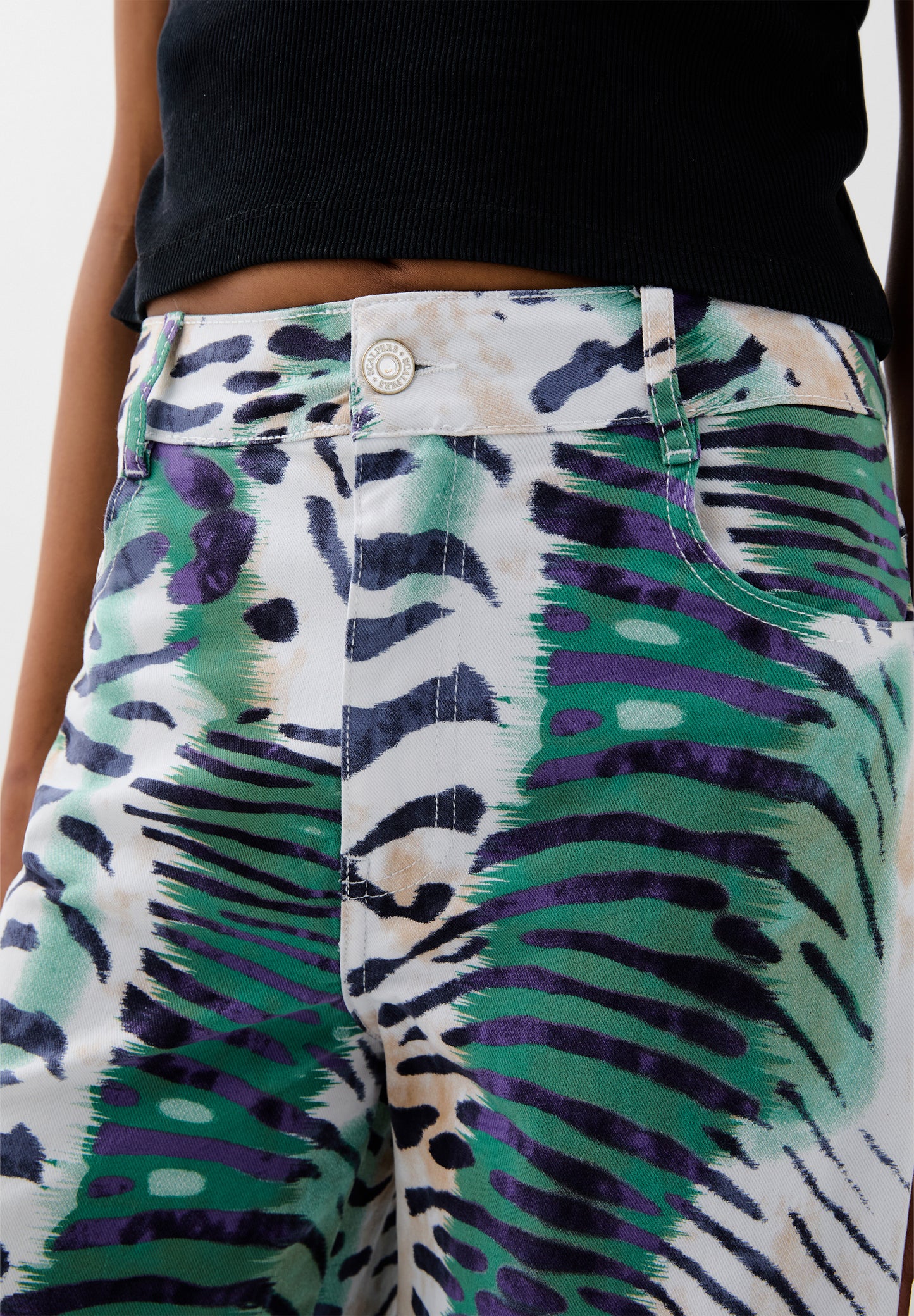PANTALÓN VAQUERO ESTAMPADO CULOTTE