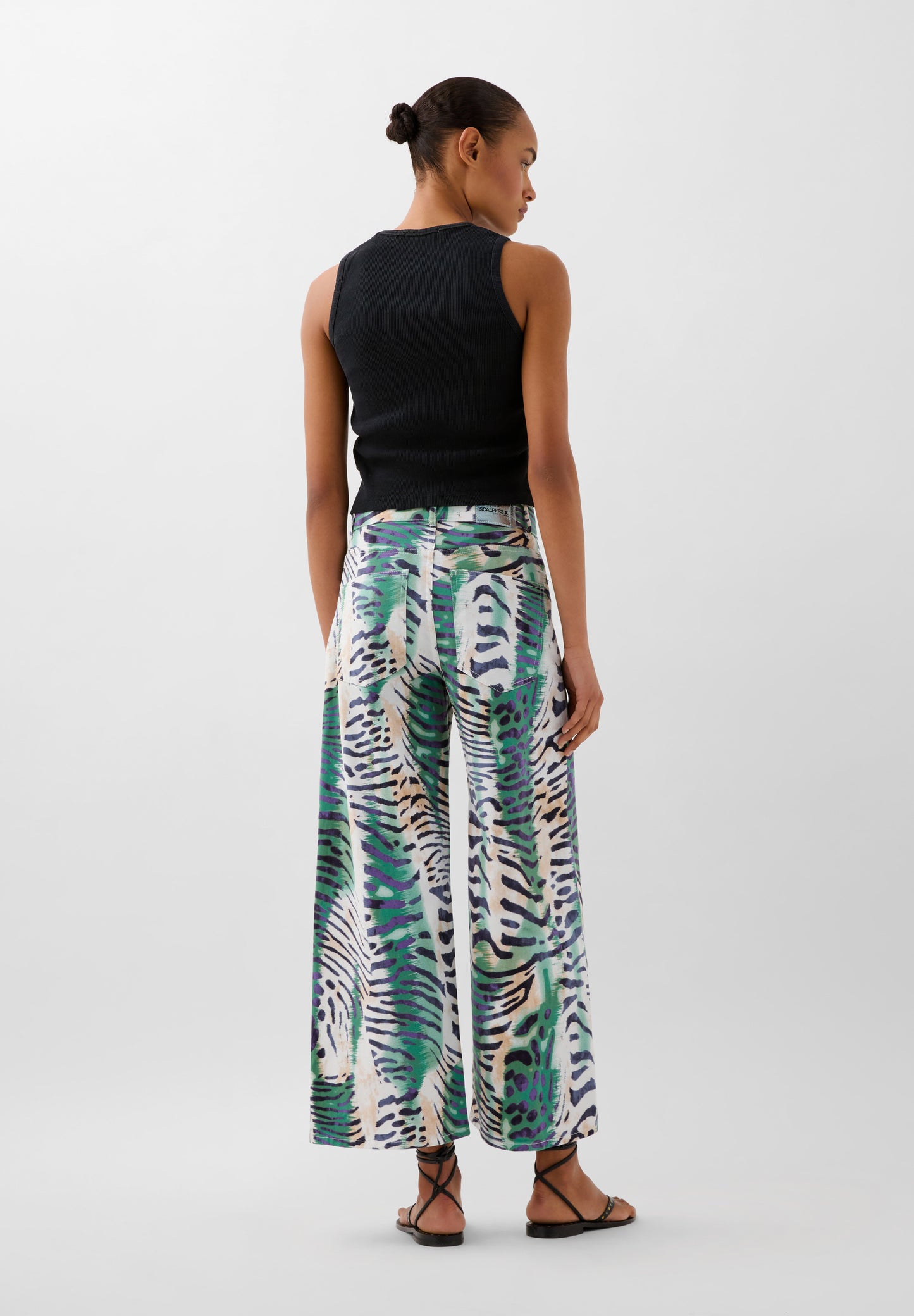 PANTALÓN VAQUERO ESTAMPADO CULOTTE