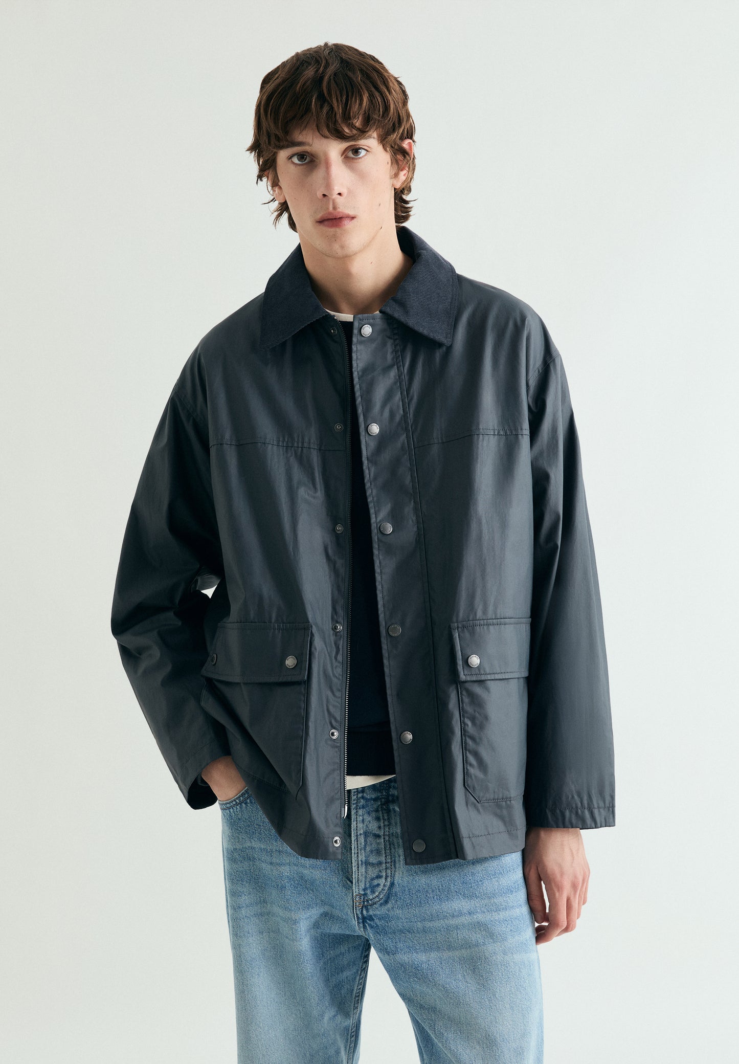 CHAQUETA ENCERADA CON SNAPS