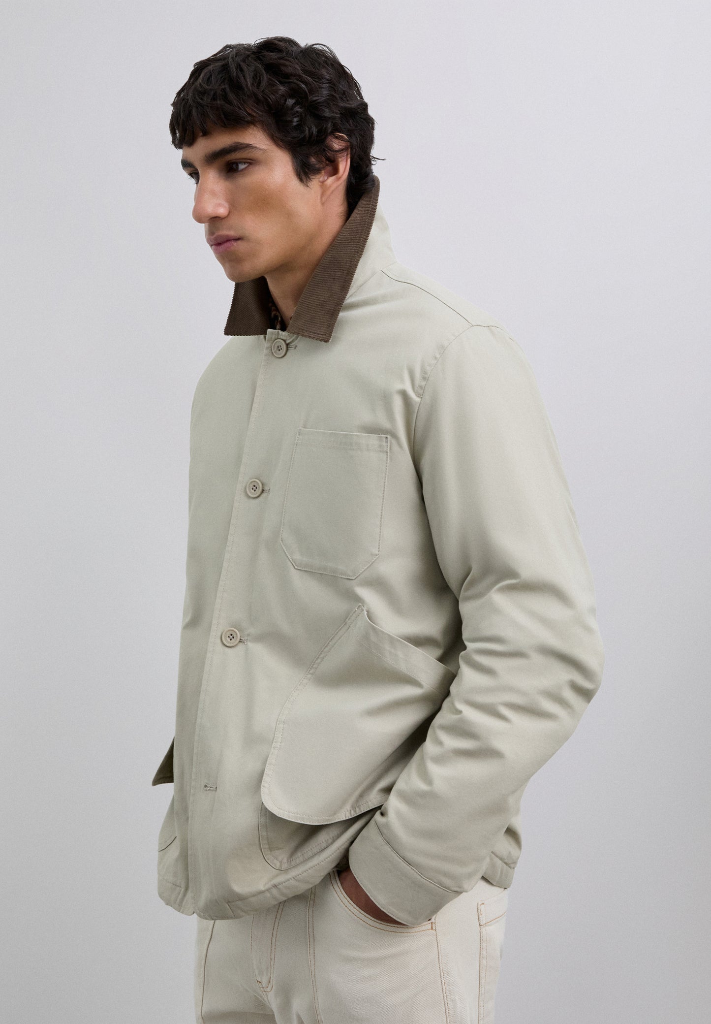 CHAQUETA CUELLO PANA CONTRASTE