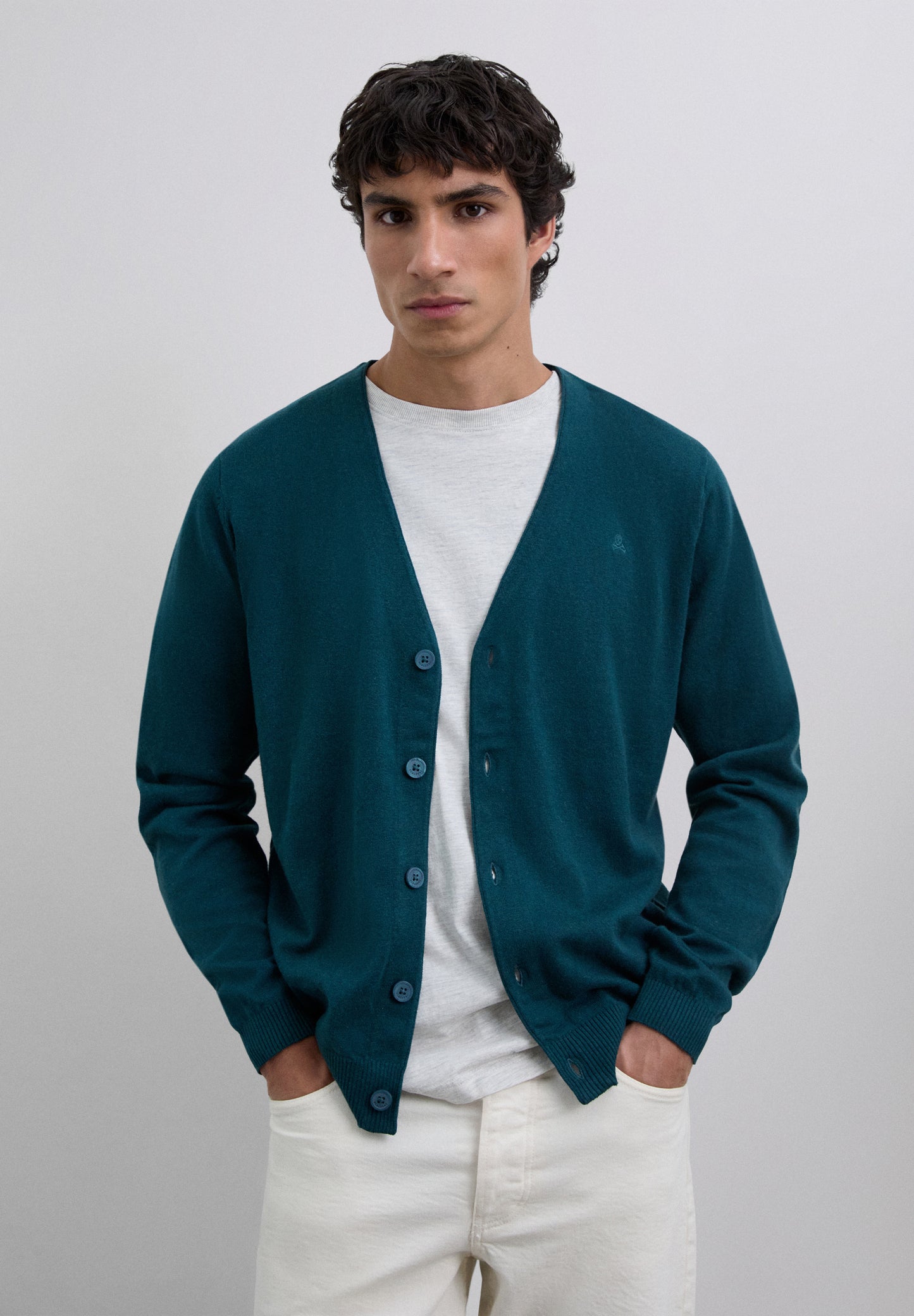 CÁRDIGAN CUELLO PICO ALGODÓN