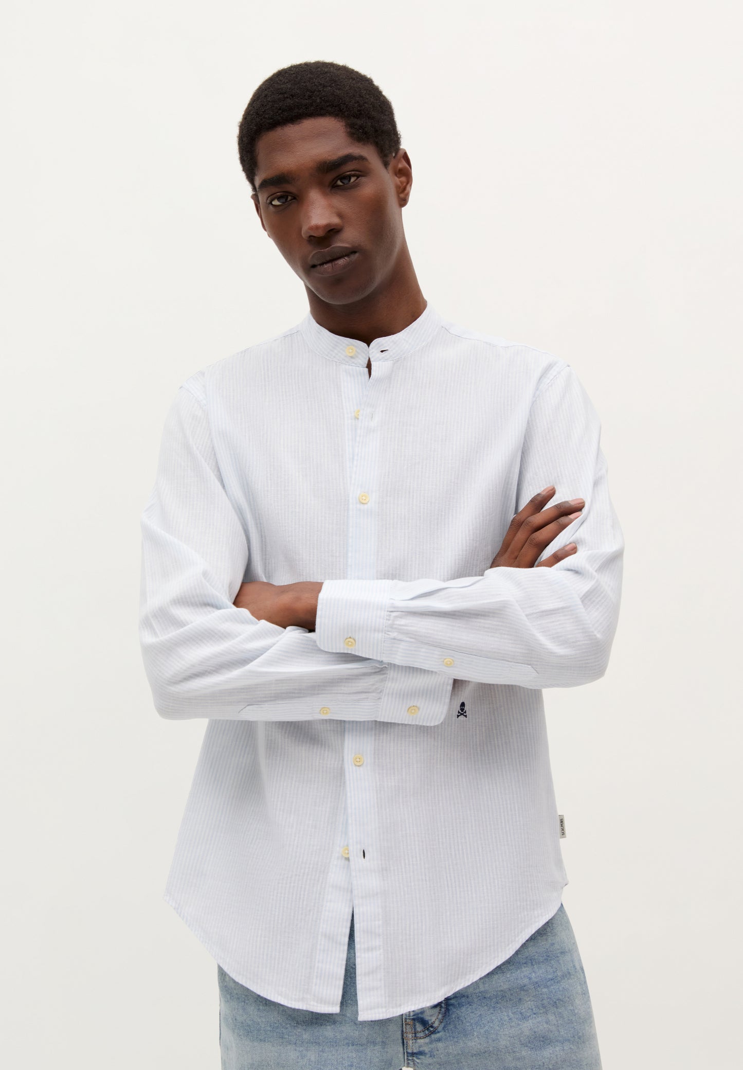 CAMISA RAYAS CUELLO MAO