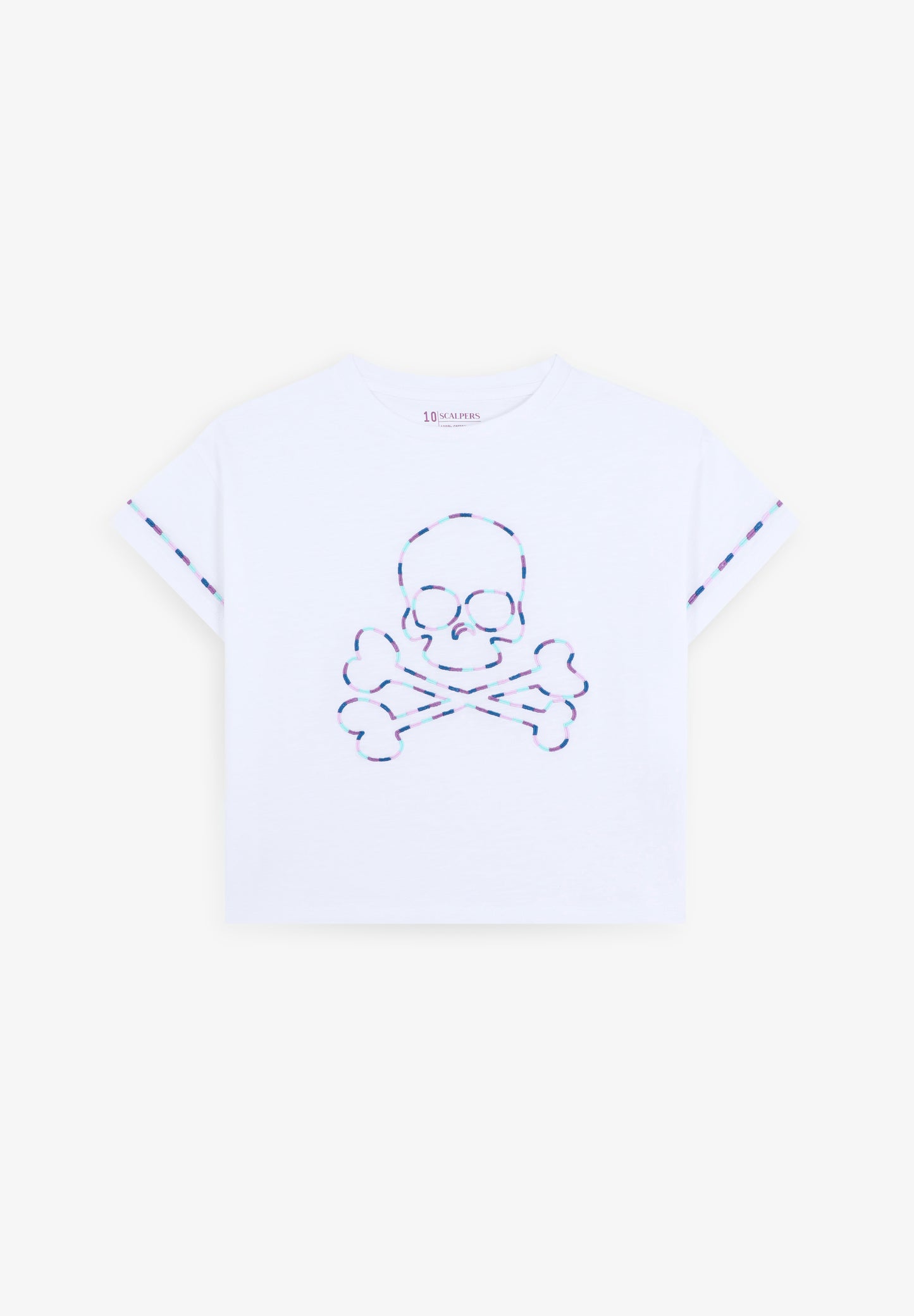 CAMISETA BORDADO TRICOLOR CALAVERA